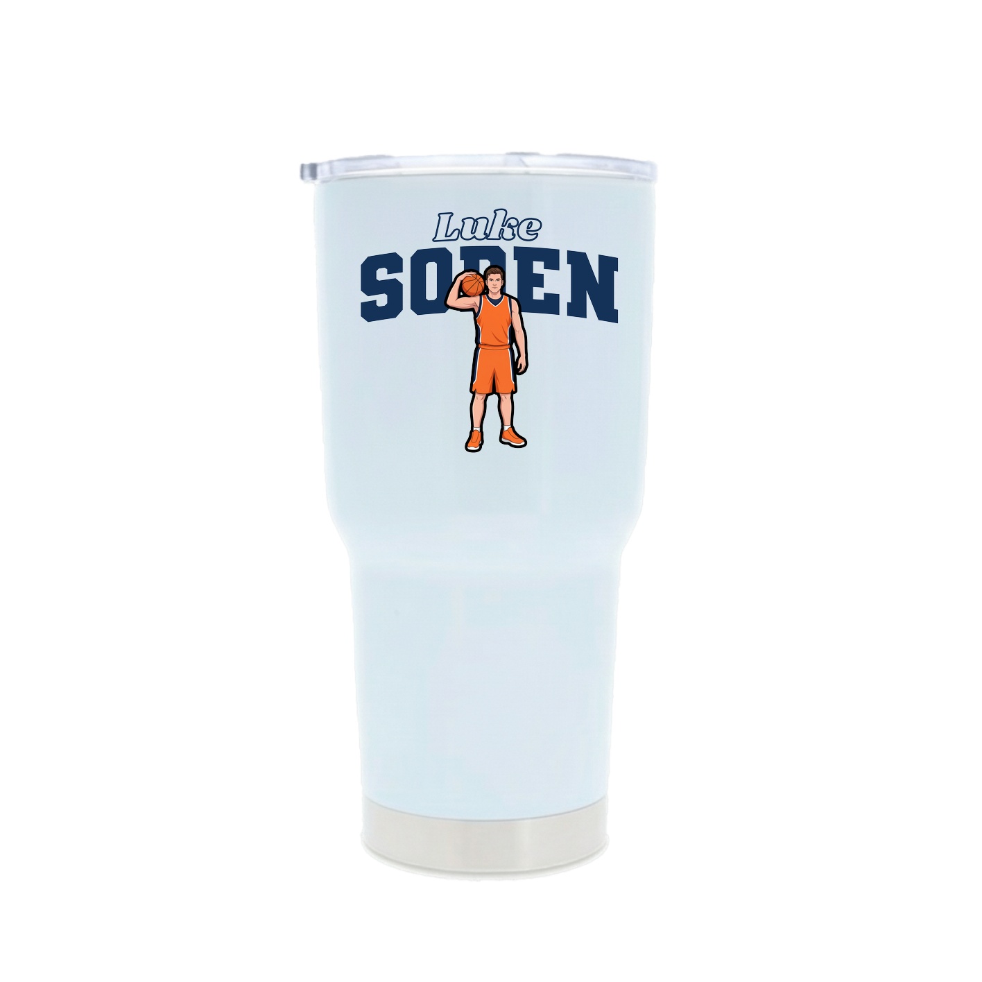 30oz Stainless Steel Tumbler — Name Arch in White