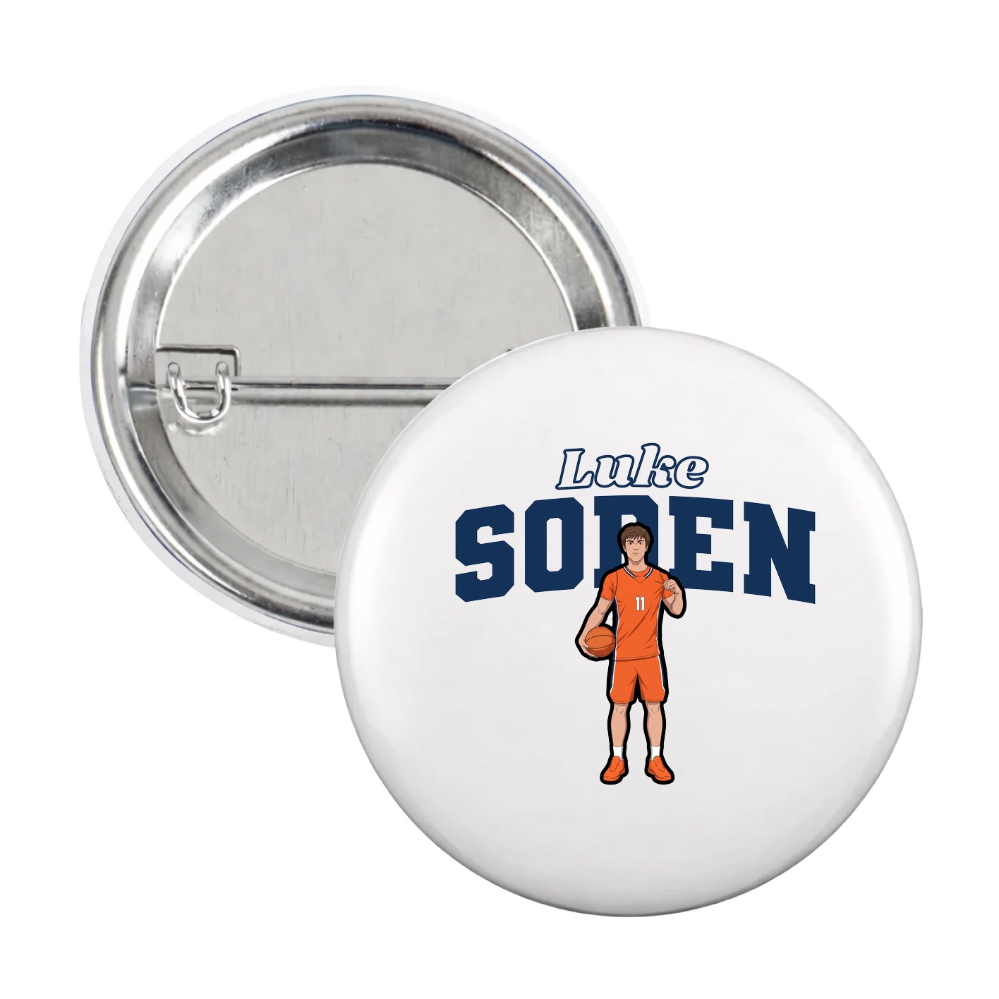 Game Day Button — Name Arch in White