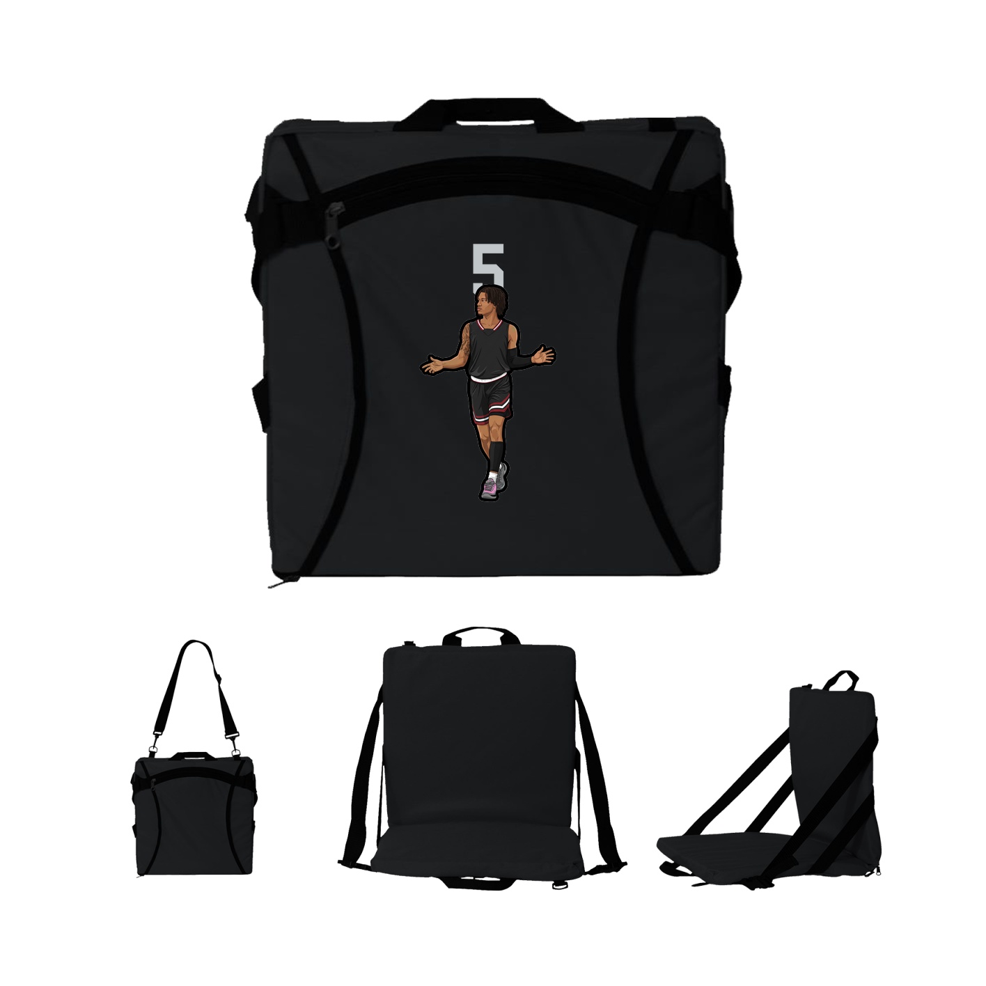 Folding Stadium Seat — Number Top in Black