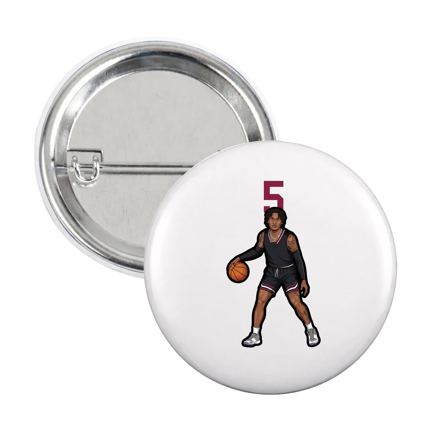 Game Day Button — Number Top in White