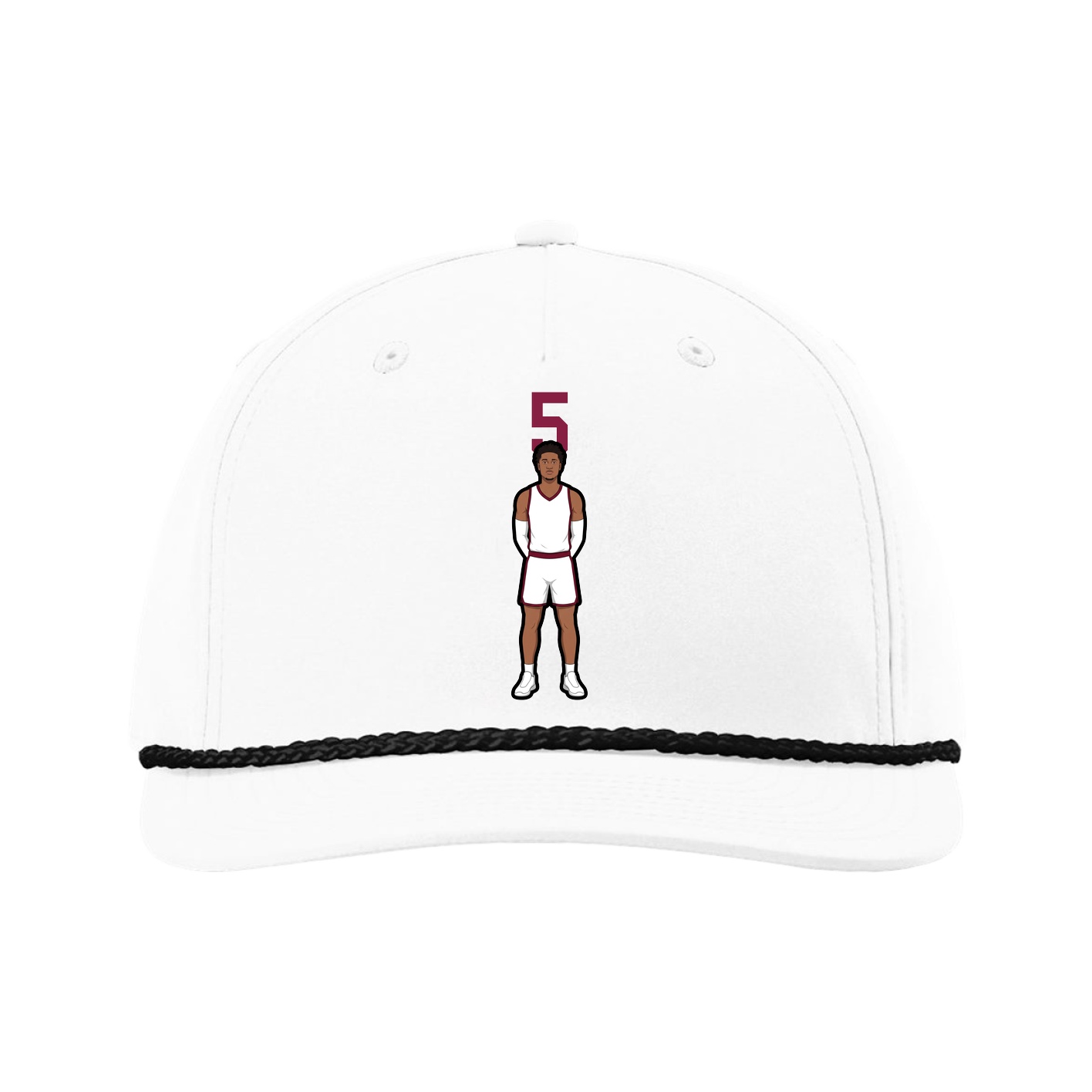 Five-Panel Classic Rope Cap — Number Top in White