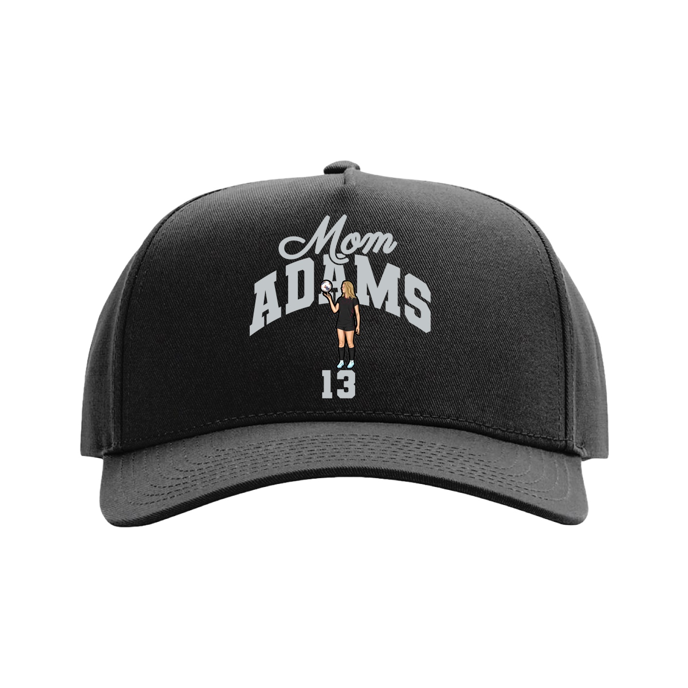 Full Fabric Five-Panel Champ Cap — Mothers Day Arch in Black