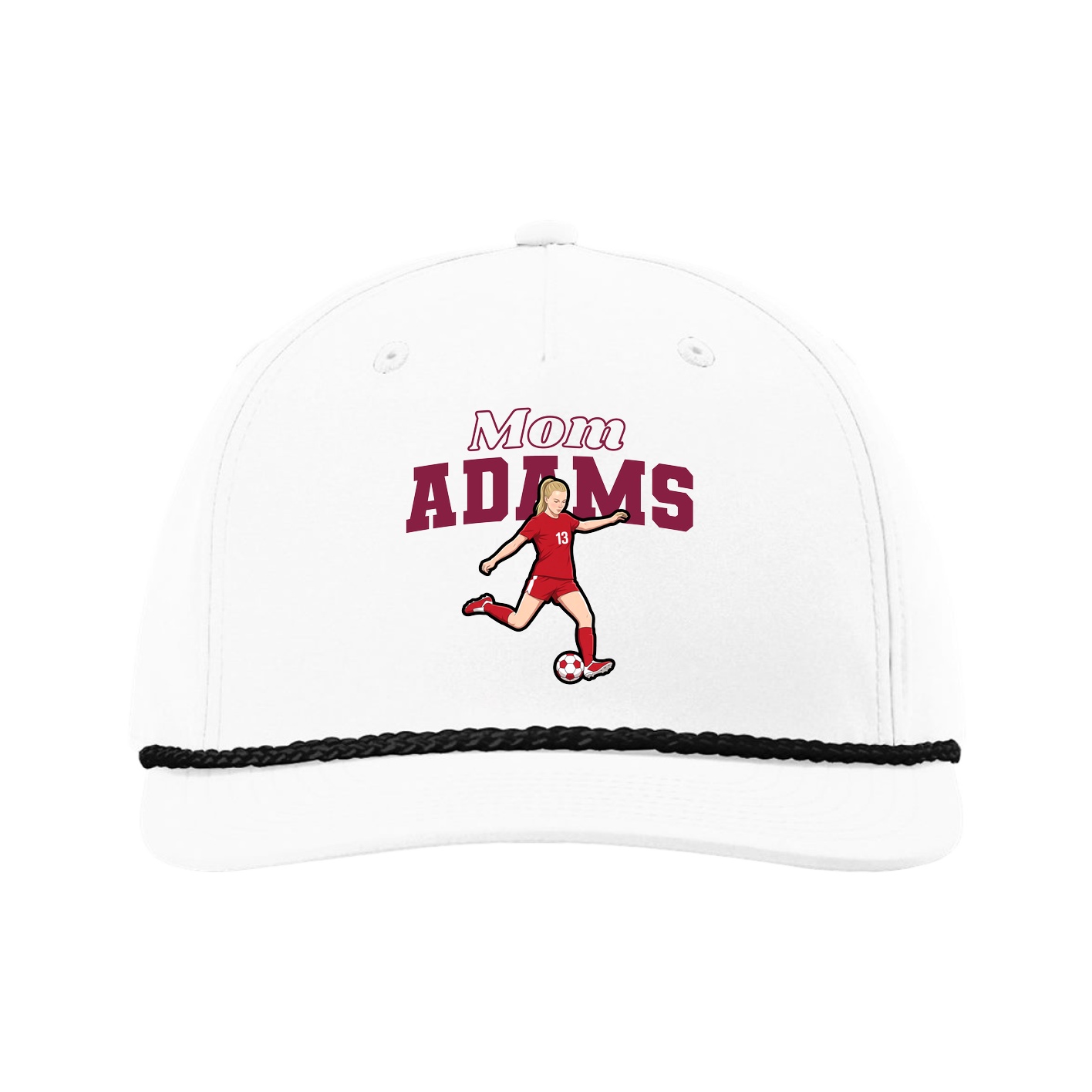 Five-Panel Classic Rope Cap — Mothers Day Block in White