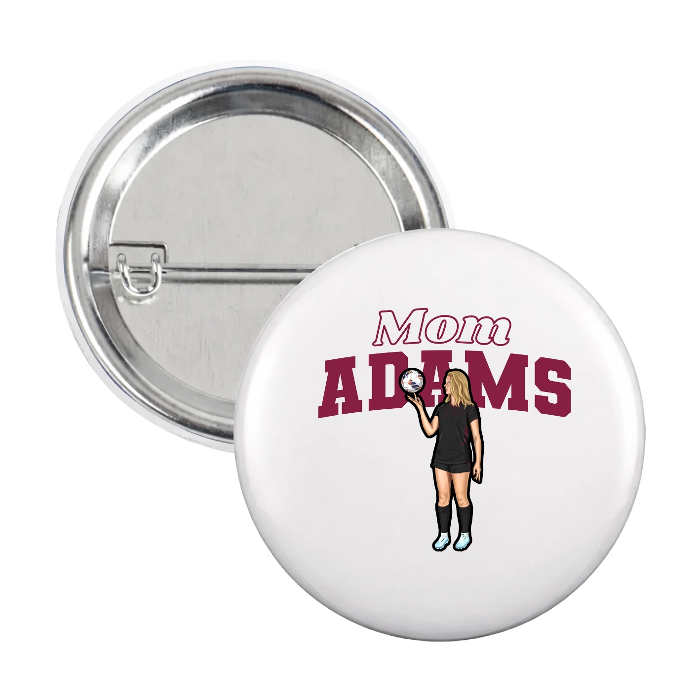 Game Day Button — Mothers Day Block in White