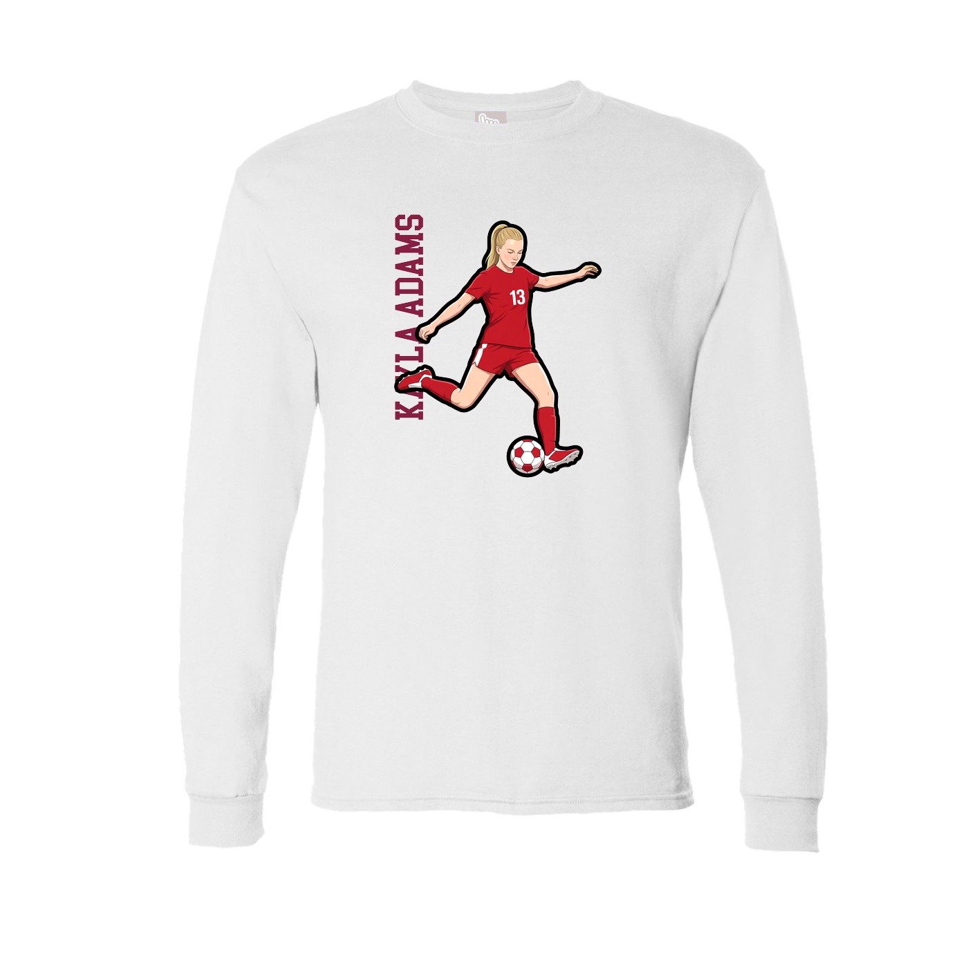 Long Sleeve Tee — Name Vertical in White