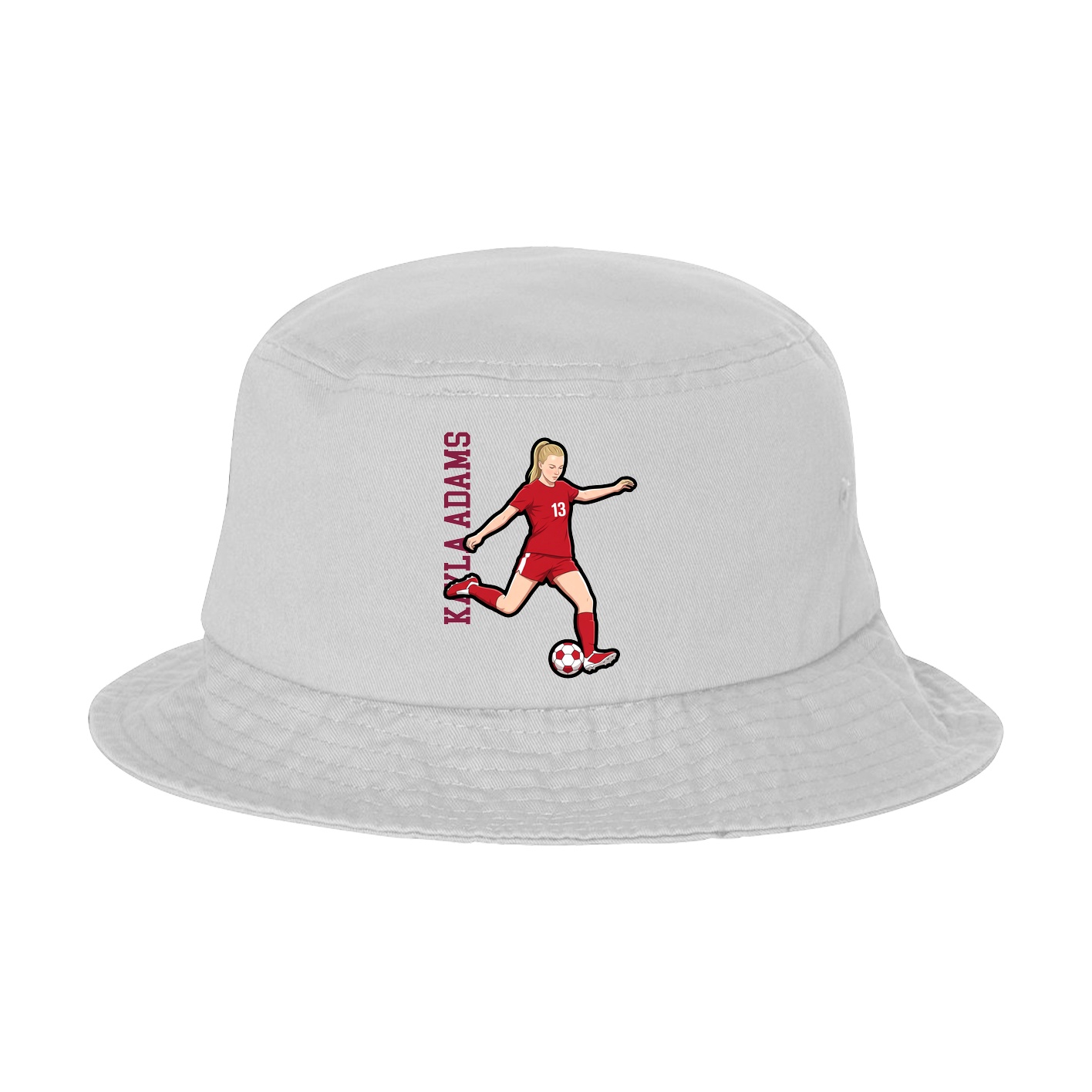 Bucket Cap — Name Vertical in White