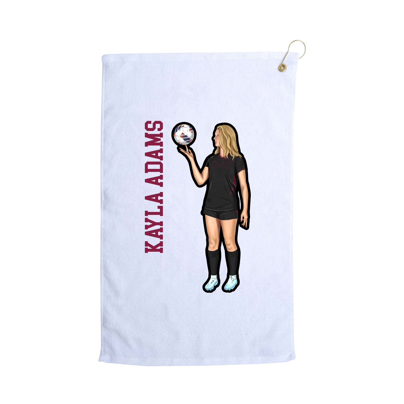 Golf Towel — Name Vertical in White