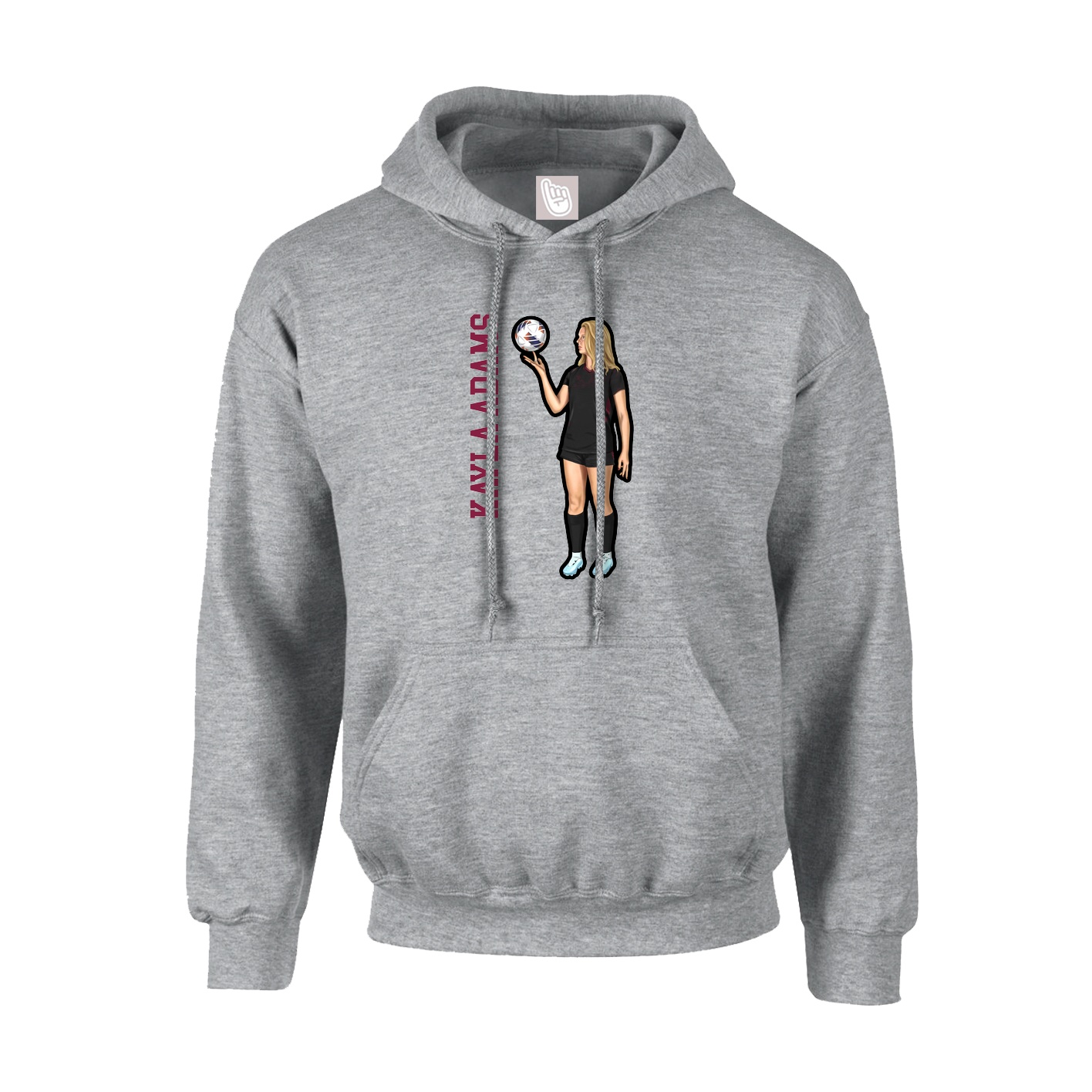 Youth Hoodie — Name Vertical in Grey