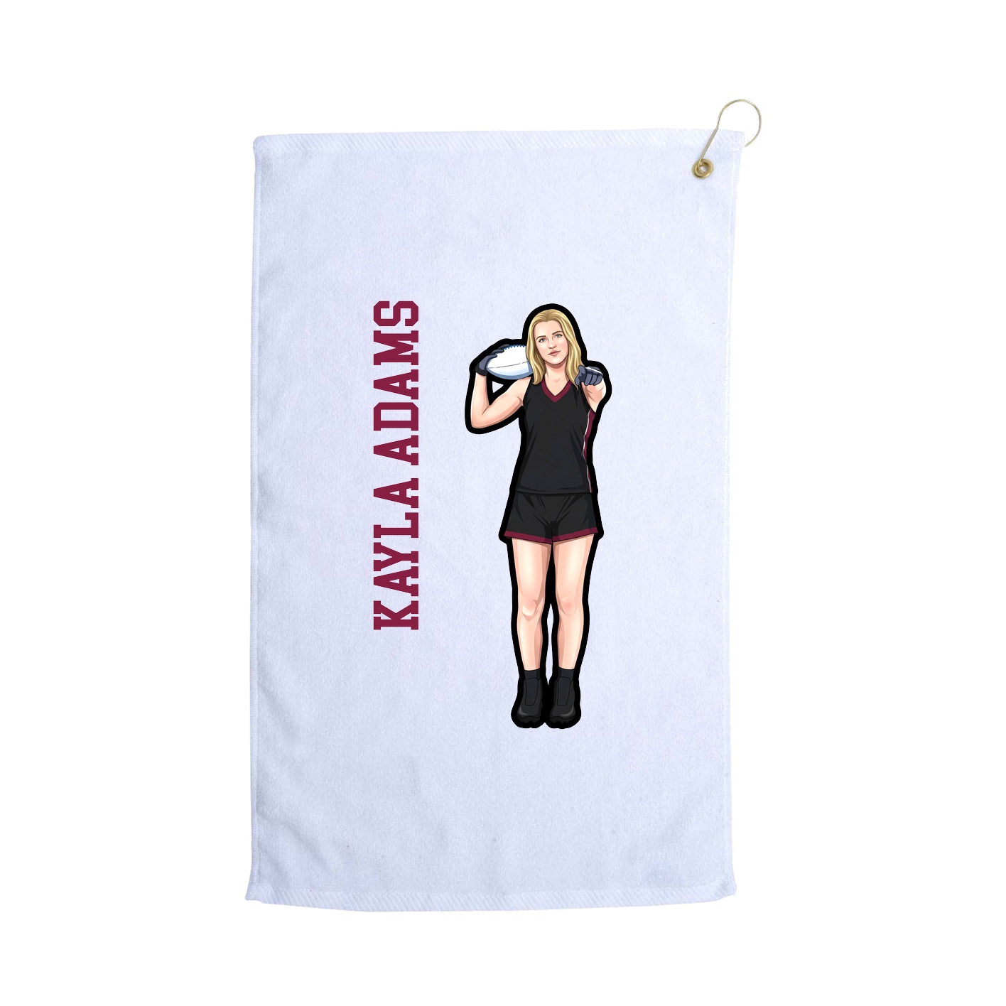 Golf Towel — Name Vertical in White