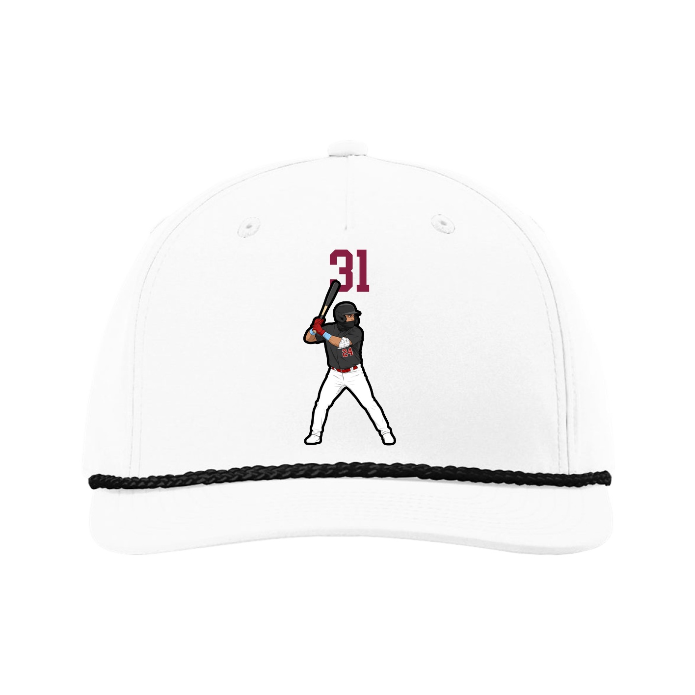 Five-Panel Classic Rope Cap — Number Top in White