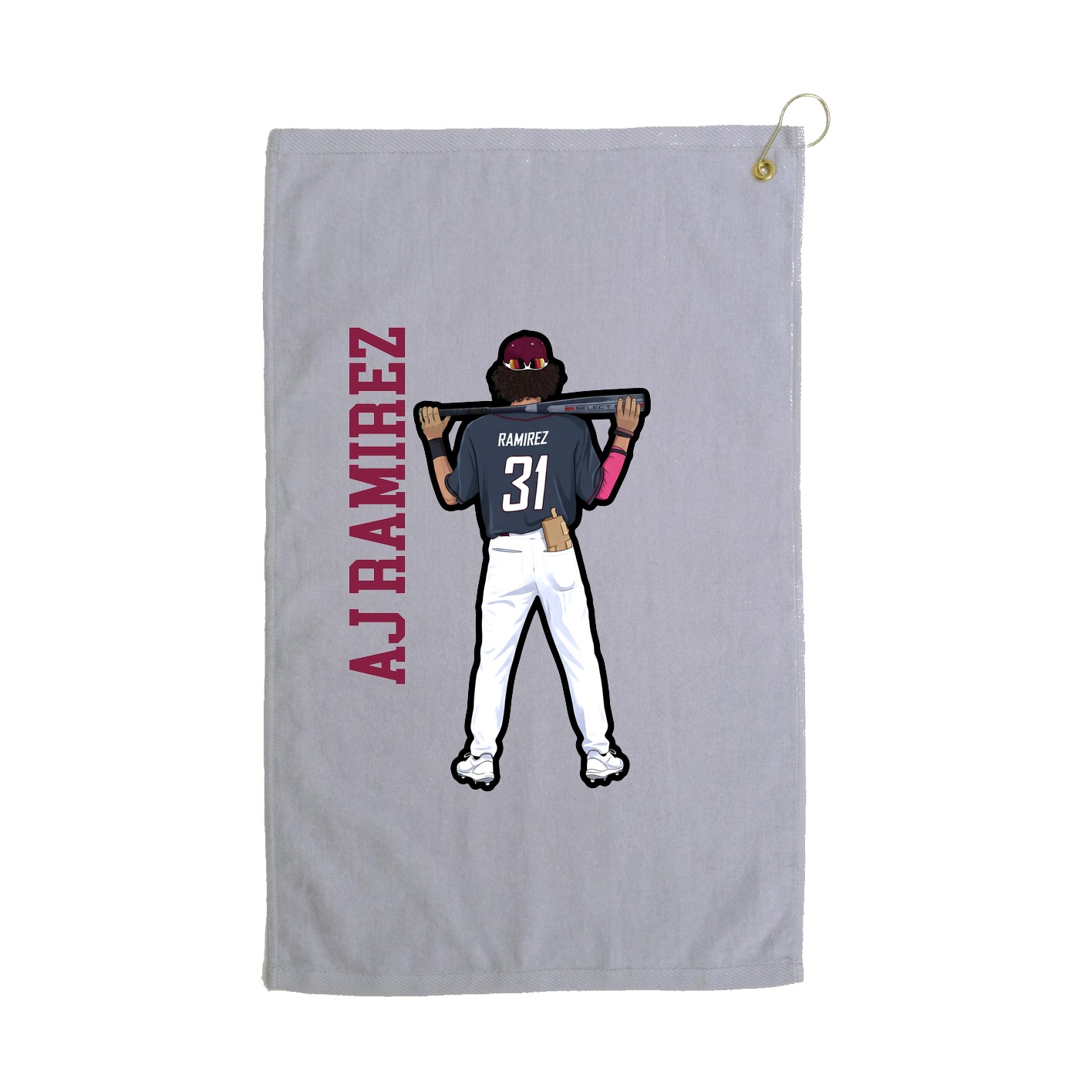 Golf Towel — Name Vertical in Grey