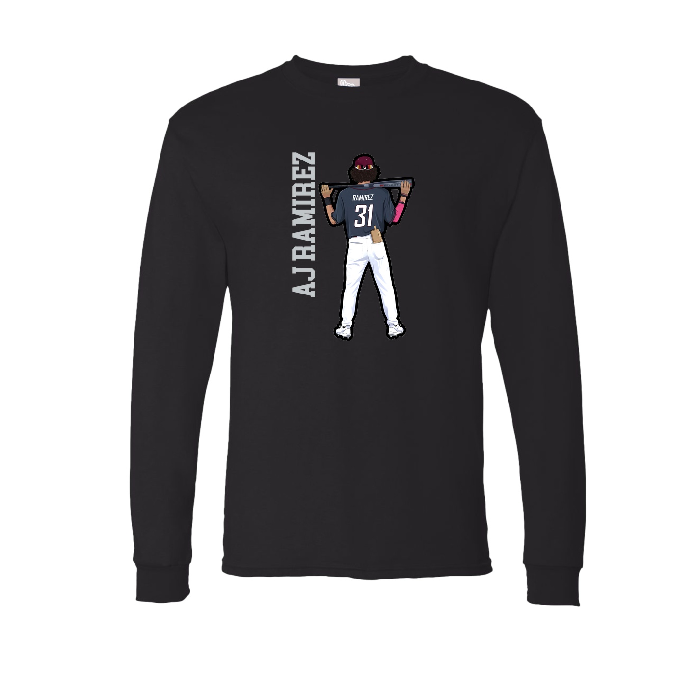 Long Sleeve Tee — Name Vertical in Black