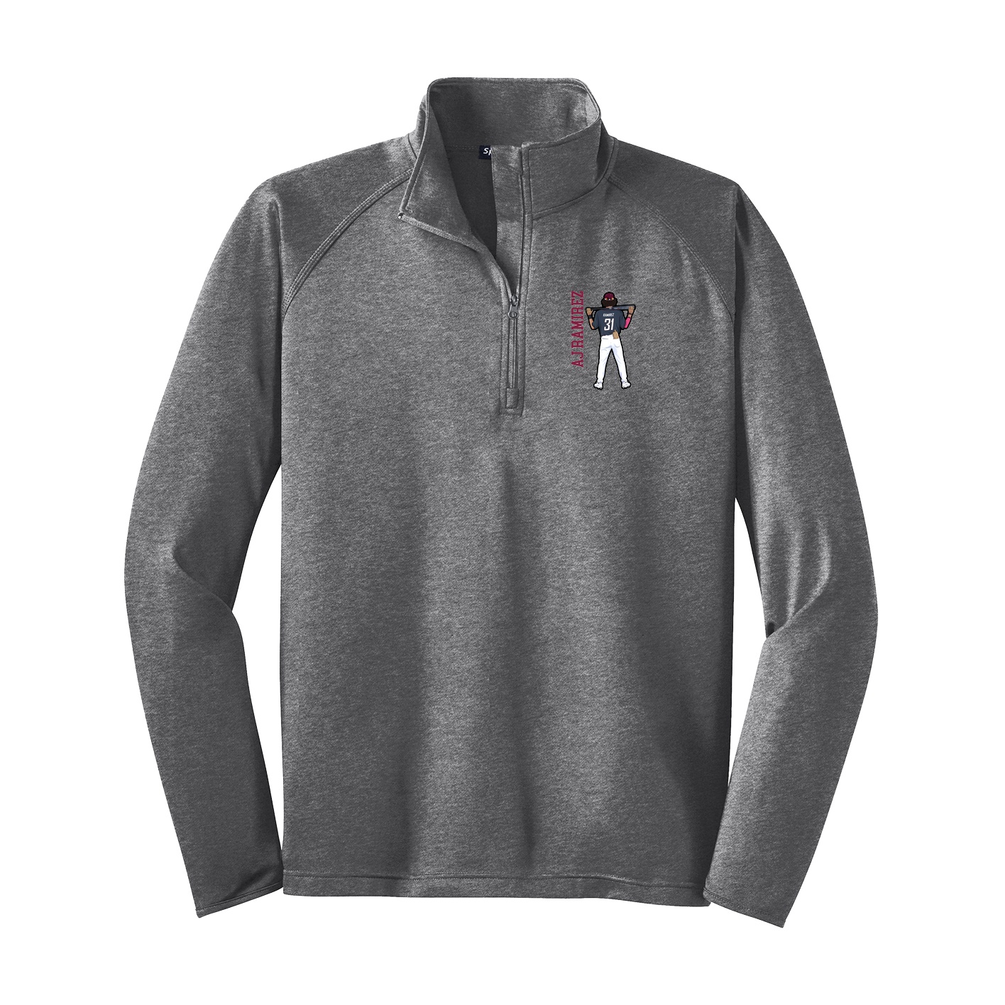 Q-Zip Pullover — Name Vertical in Grey