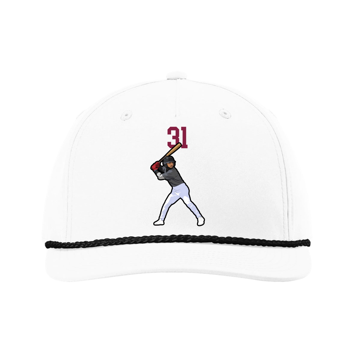 Five-Panel Classic Rope Cap — Number Top in White