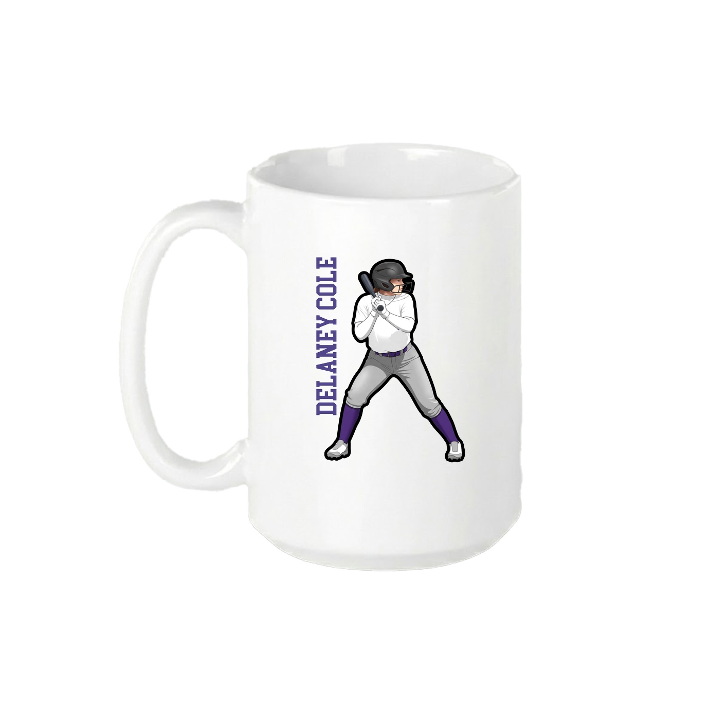 15oz Coffee Mug — Name Vertical in White