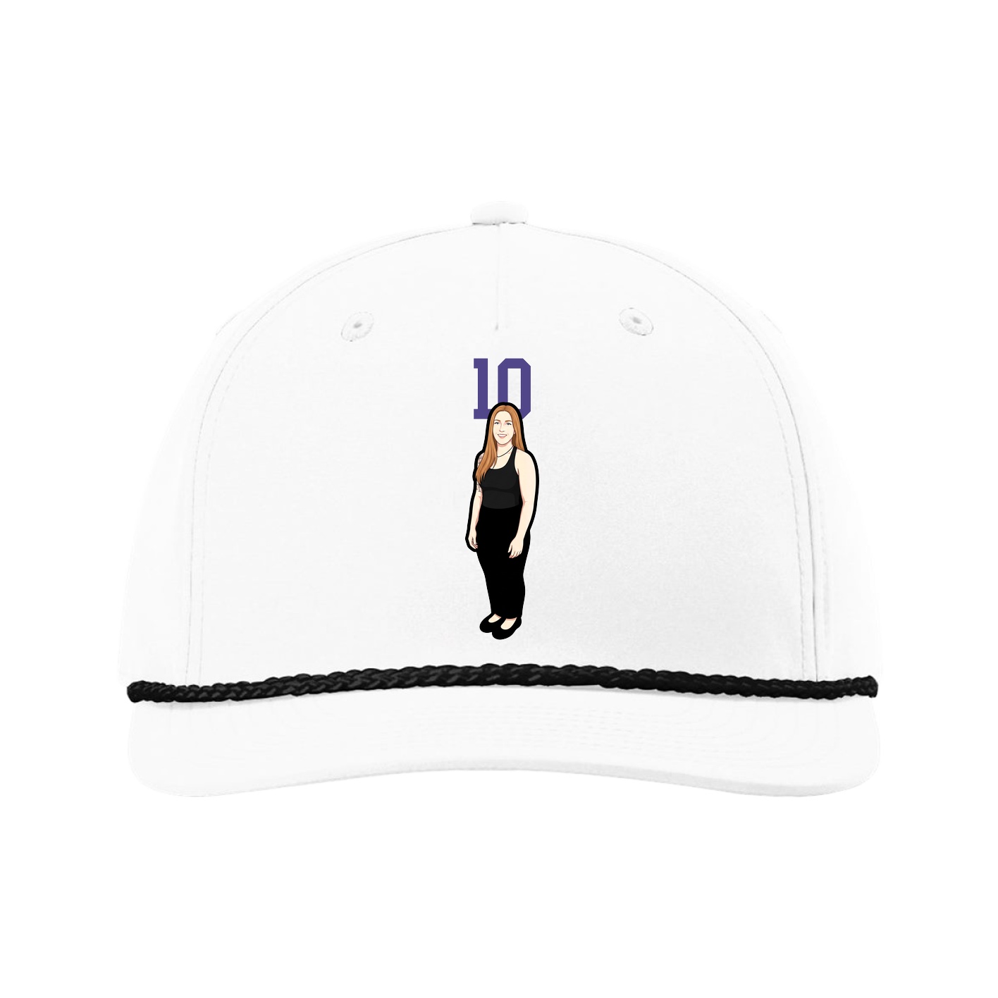 Five-Panel Classic Rope Cap — Number Top in White