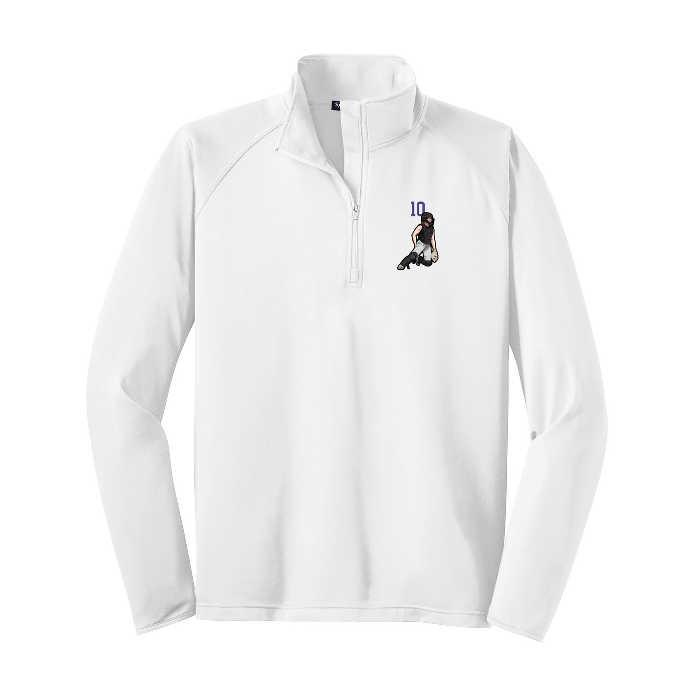 Q-Zip Pullover — Number Top in White