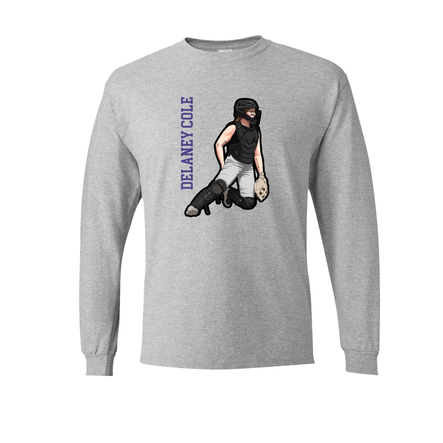 Long Sleeve Tee — Name Vertical in Grey