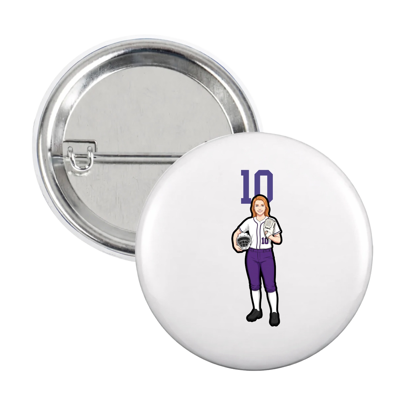 Game Day Button — Number Top in White