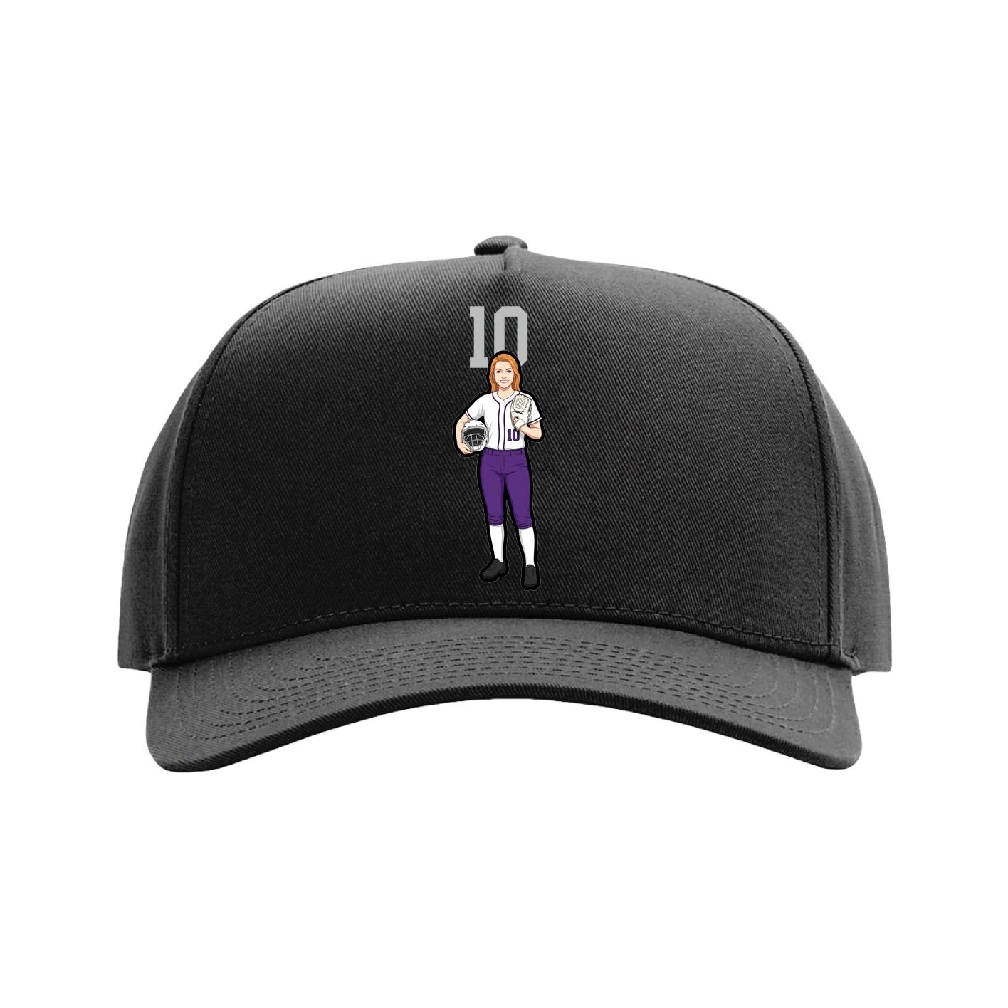 Full Fabric Five-Panel Champ Cap — Number Top in Black