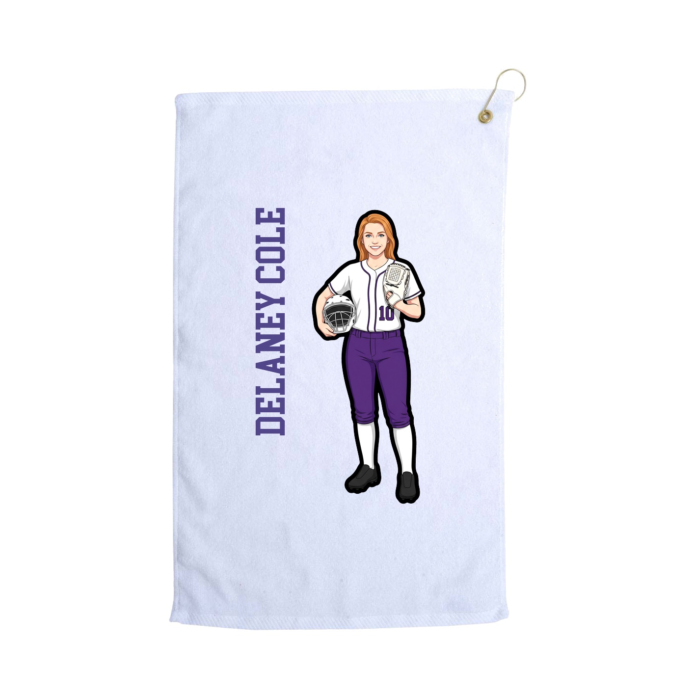 Golf Towel — Name Vertical in White