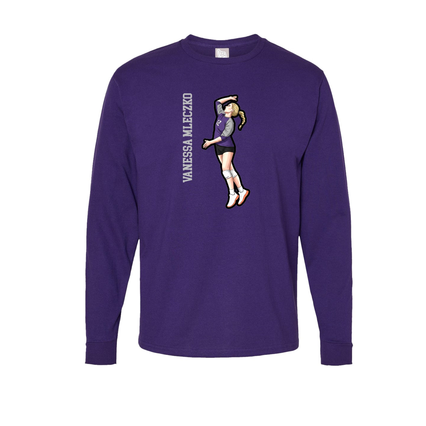 Long Sleeve Tee — Name Vertical in Purple
