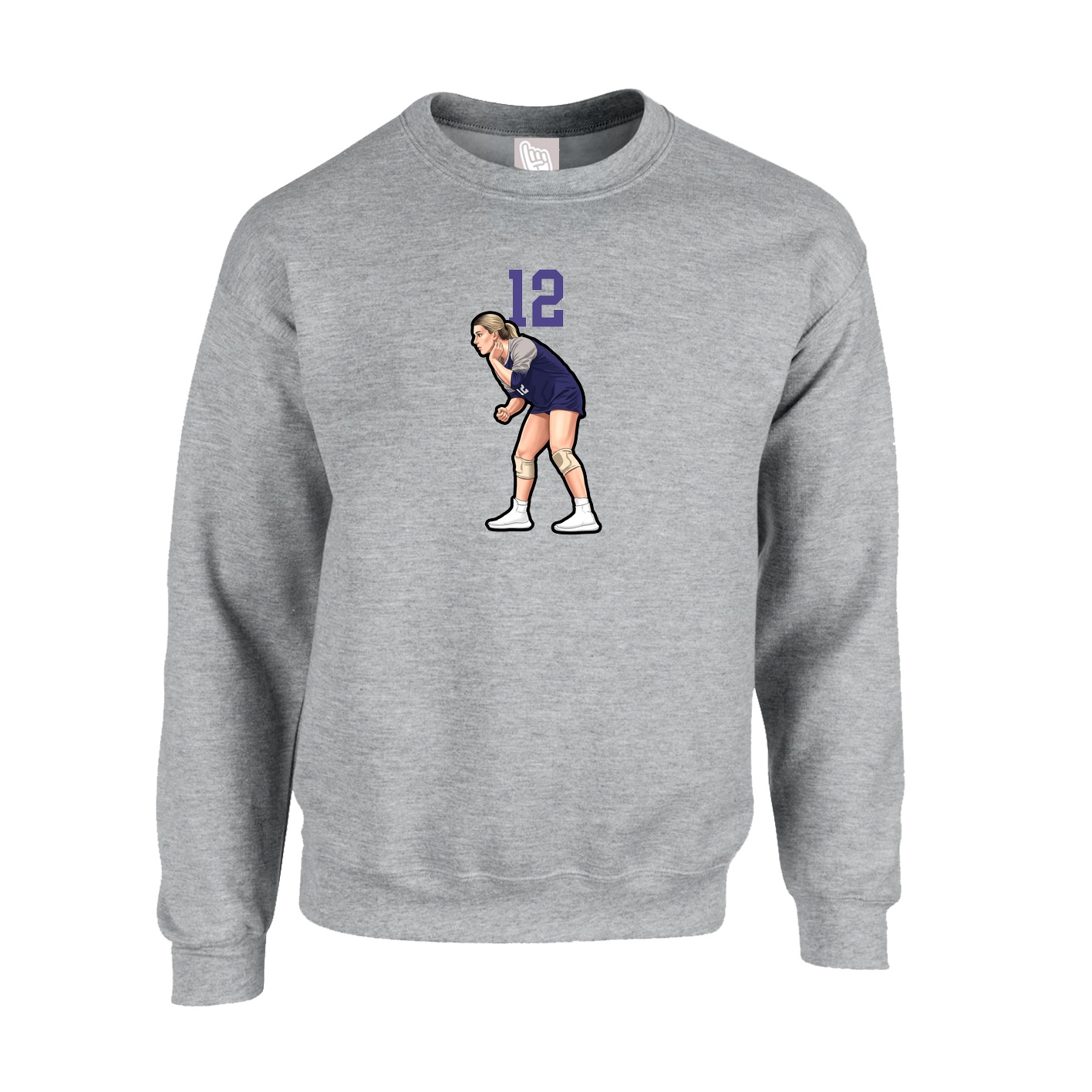 Fleece Crew — Number Top in Grey