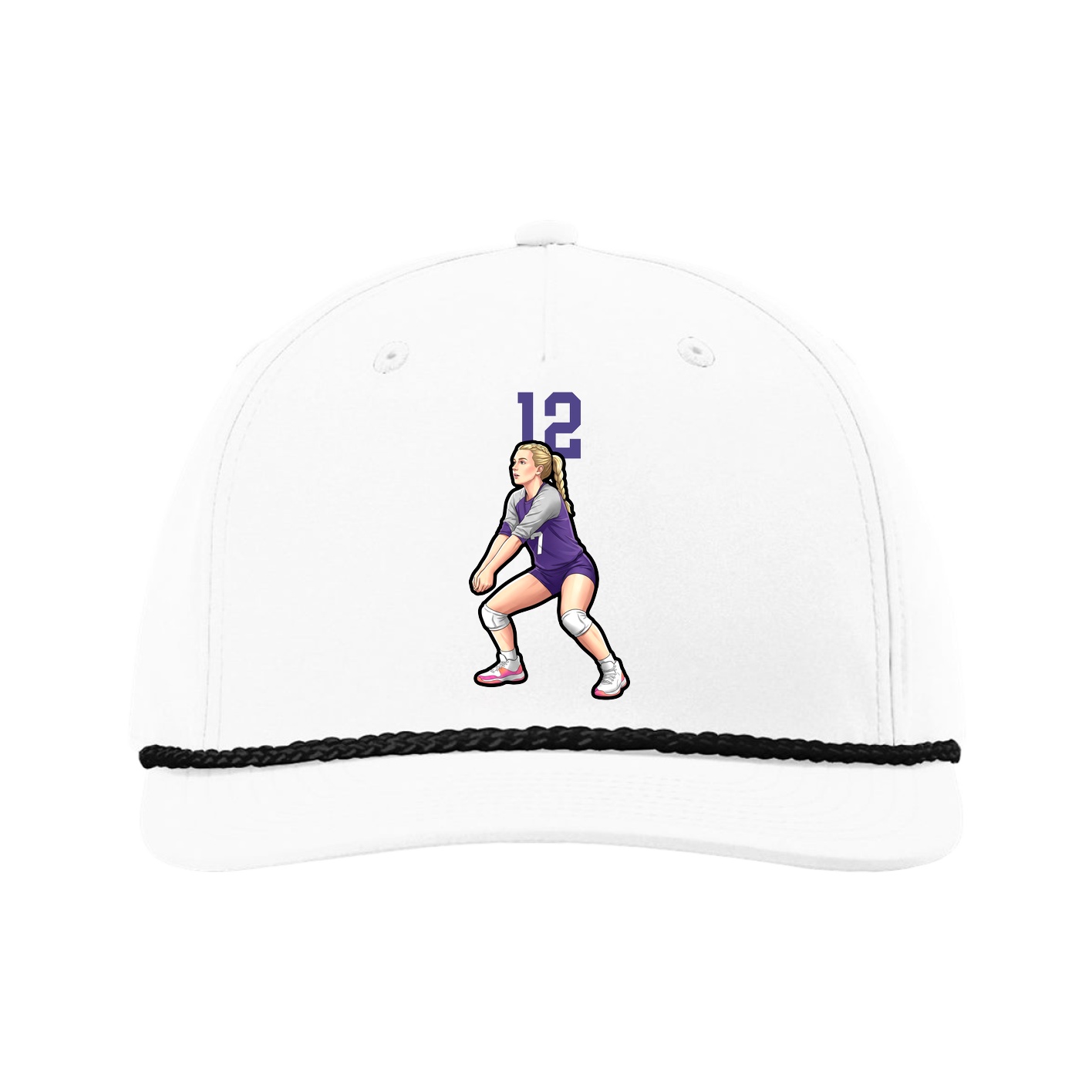 Five-Panel Classic Rope Cap — Number Top in White