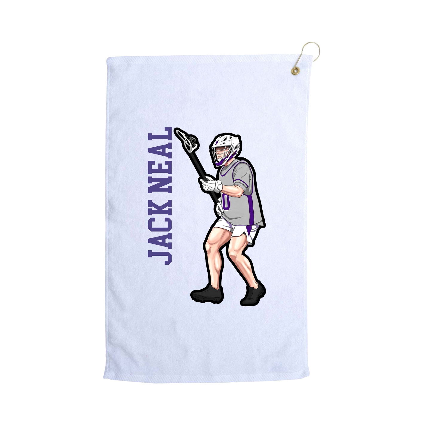Golf Towel — Name Vertical in White