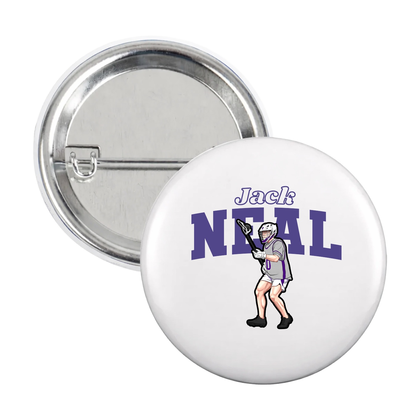 Game Day Button — Name Arch in White