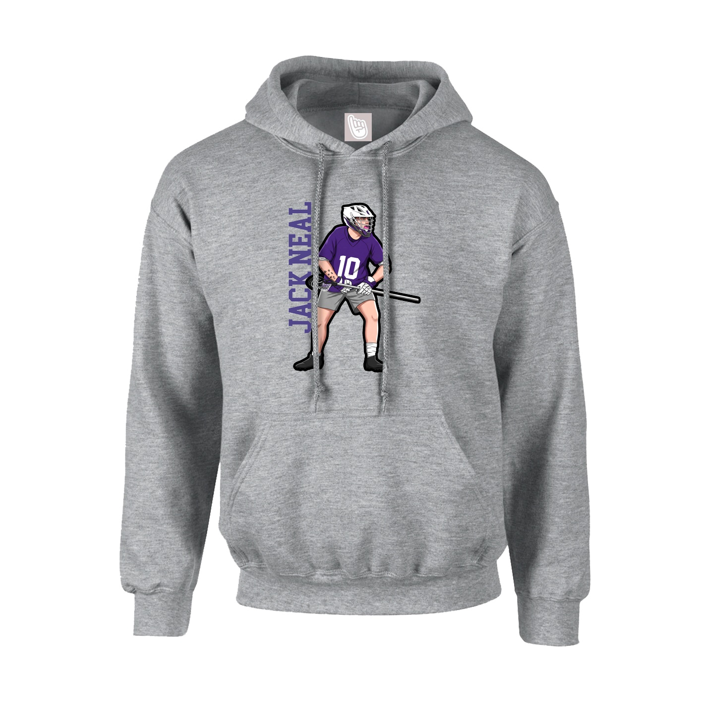 Hoodie — Name Vertical in Grey