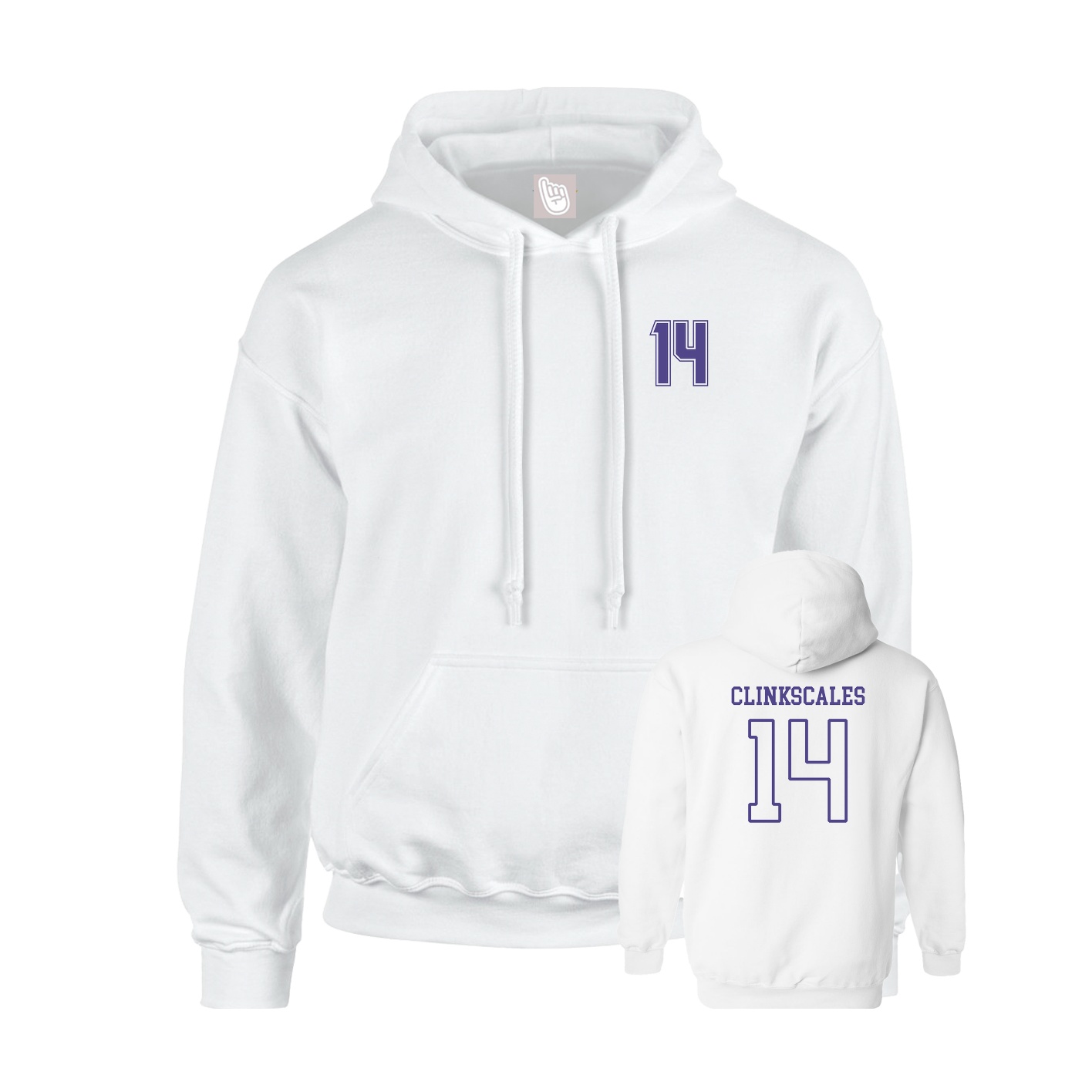 Youth Hoodie — Chest Back in White