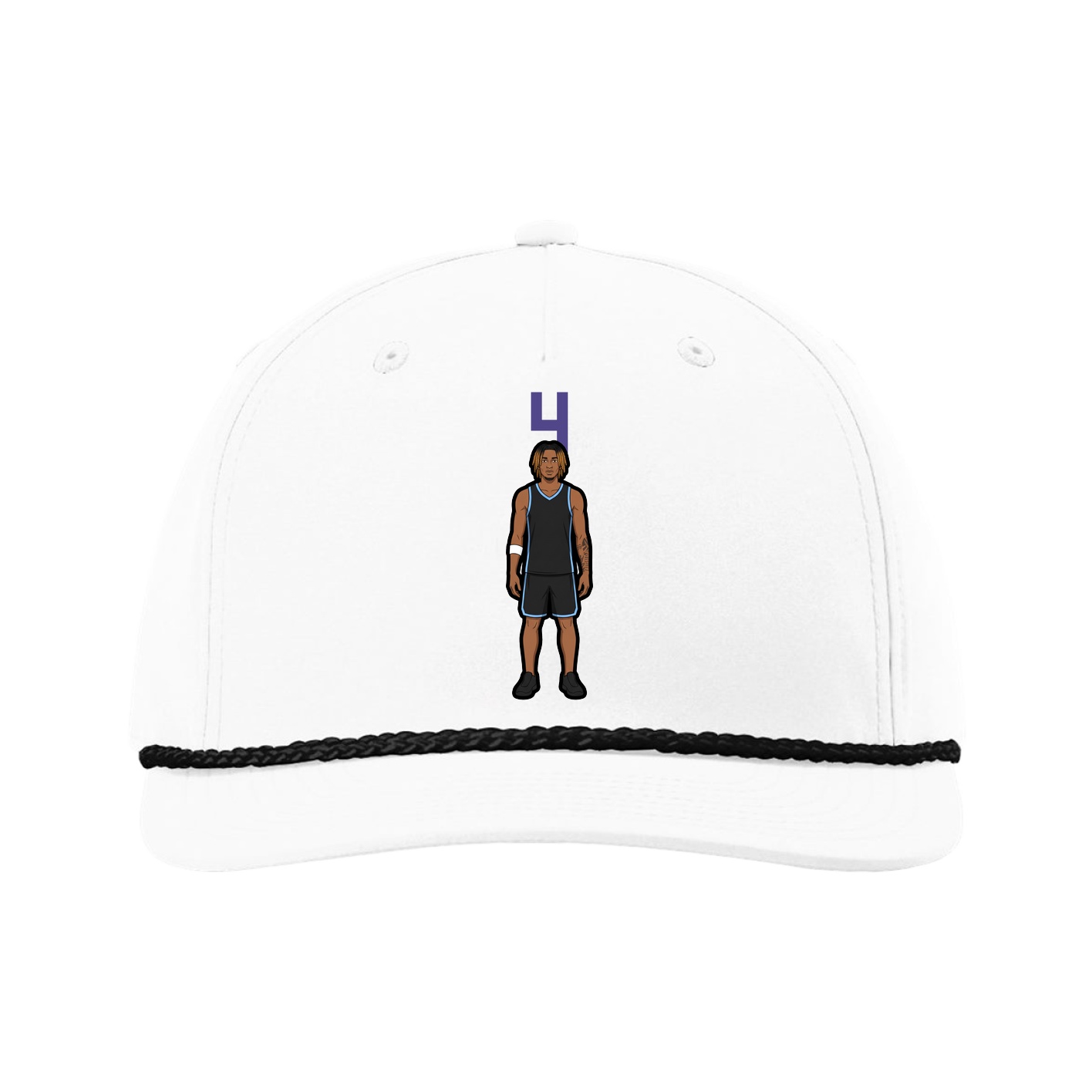 Five-Panel Classic Rope Cap — Number Top in White