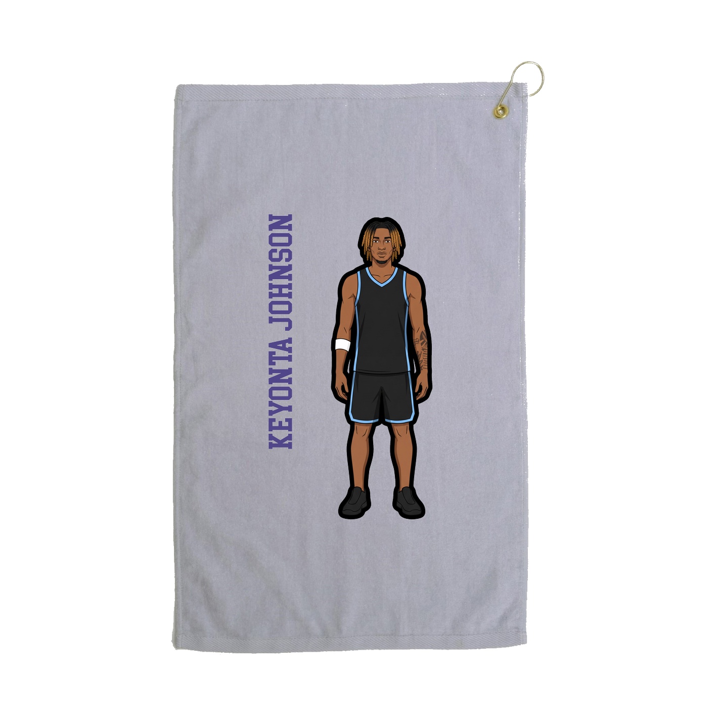 Golf Towel — Name Vertical in Grey