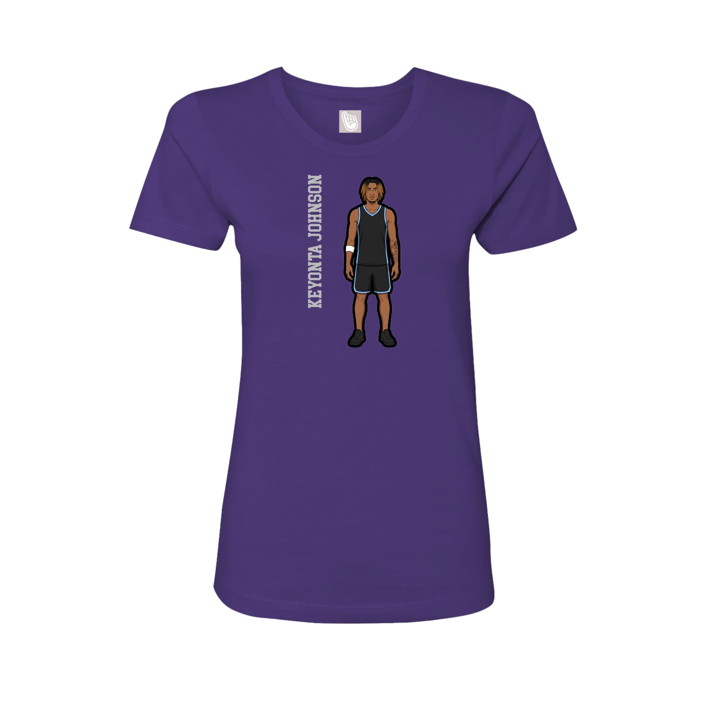 Fitted Women's Tee — Name Vertical in Purple