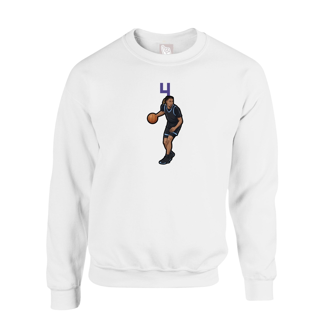 Fleece Crew — Number Top in White