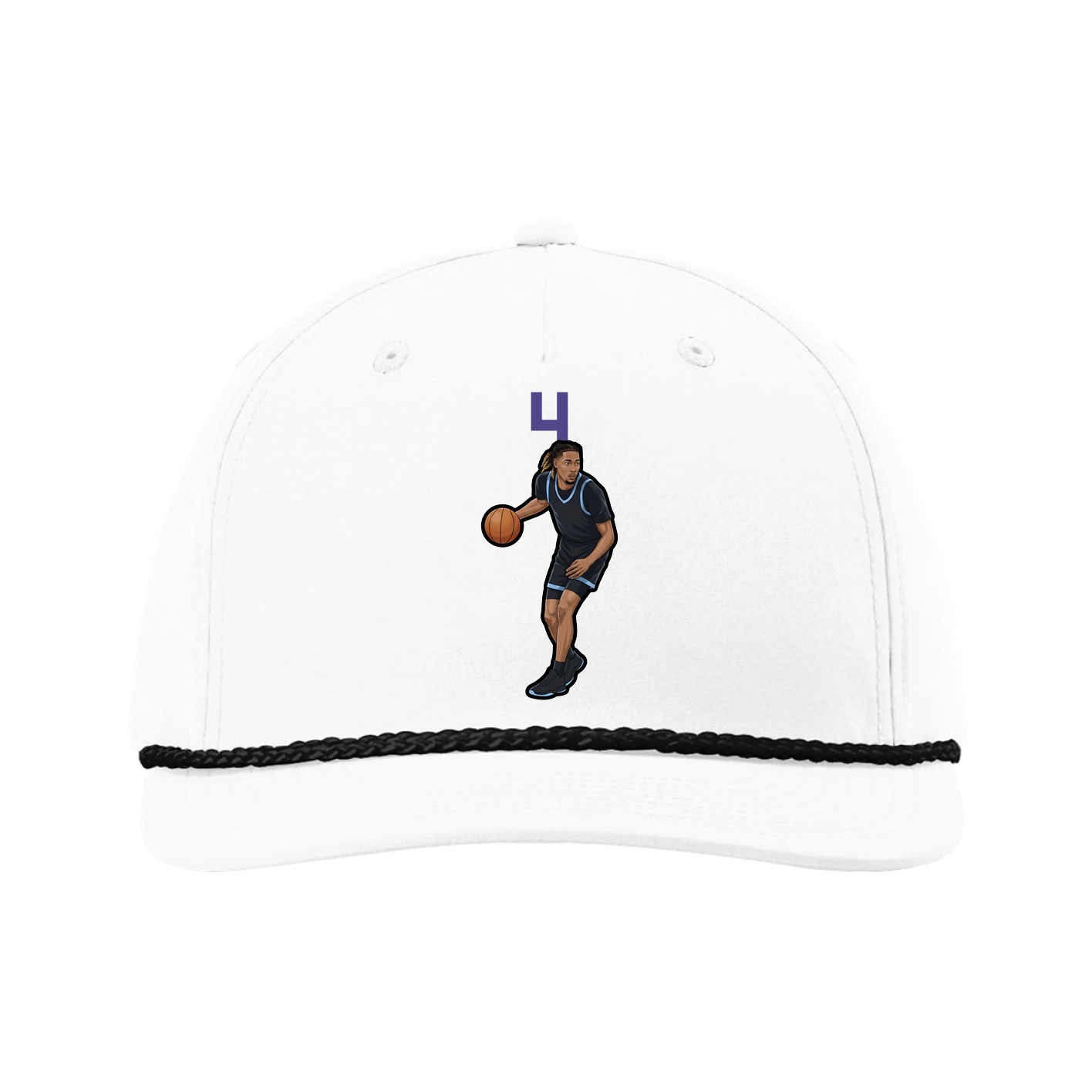 Five-Panel Classic Rope Cap — Number Top in White