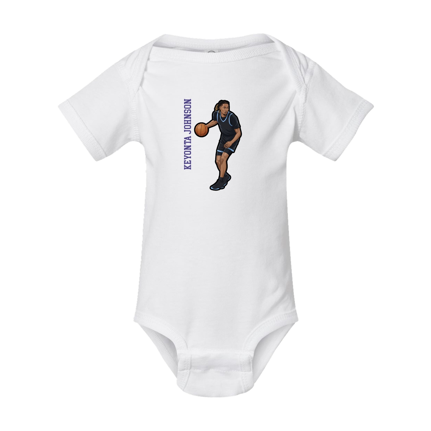 Baby Onesie — Name Vertical in White