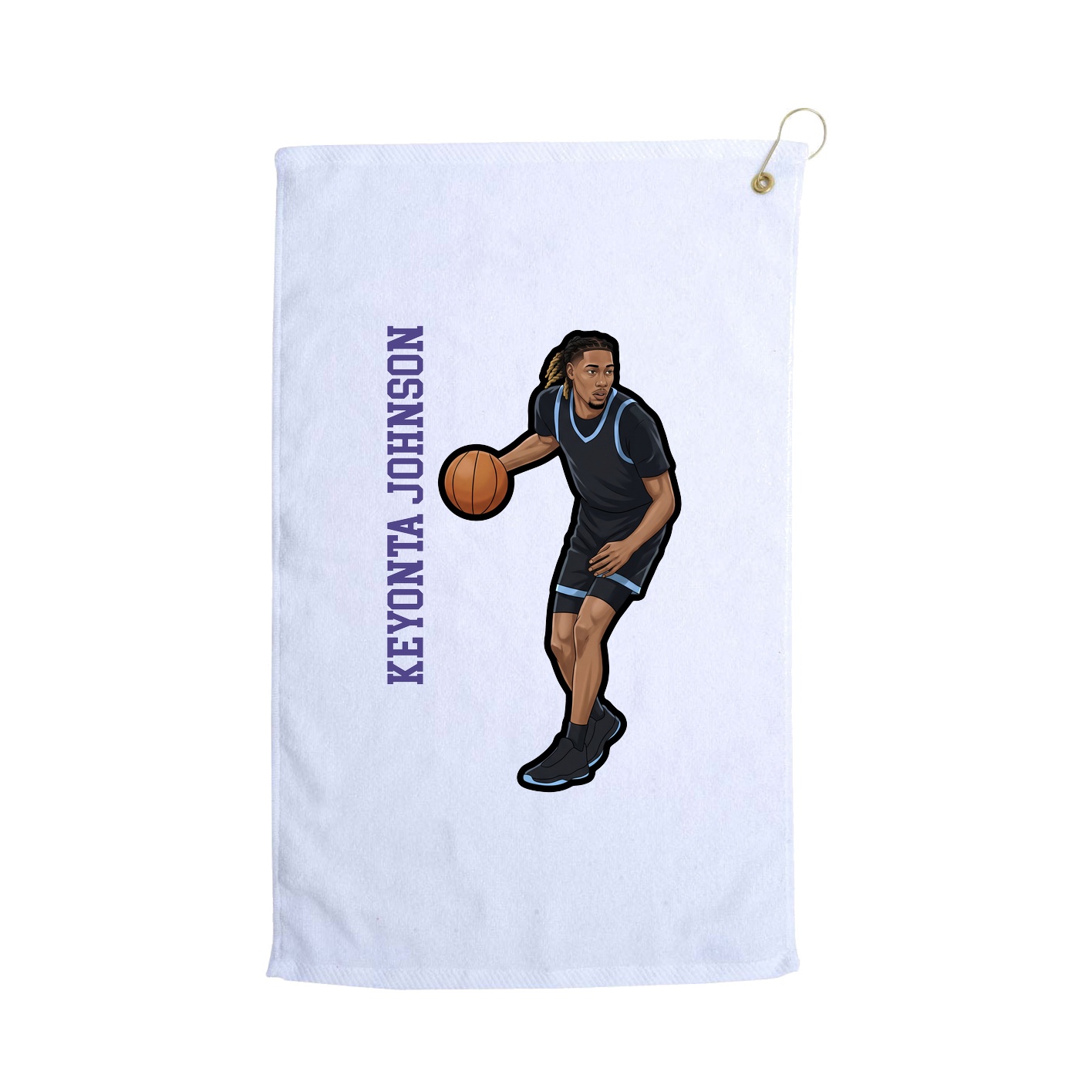 Golf Towel — Name Vertical in White