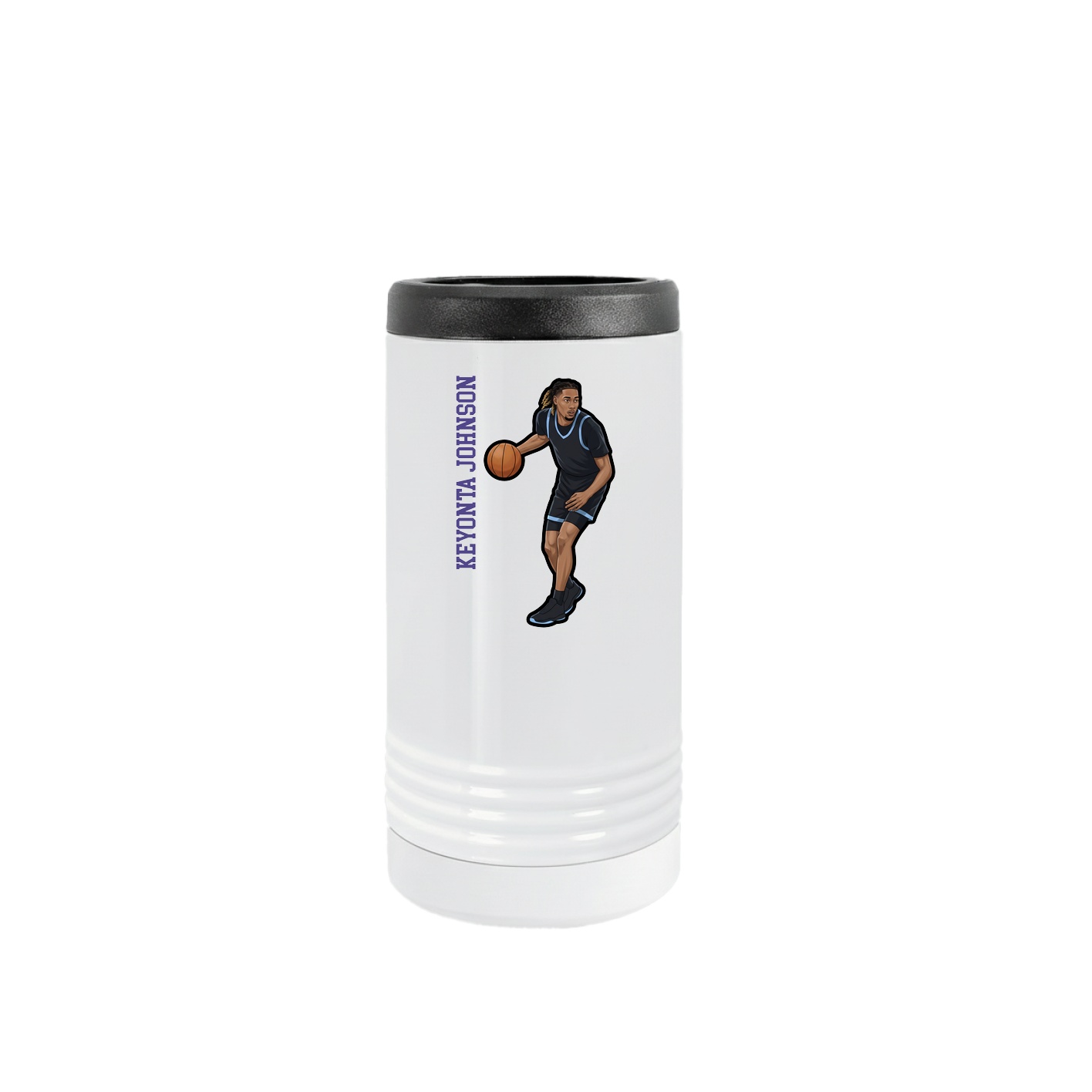 Slim Beverage Holder — Name Vertical in White