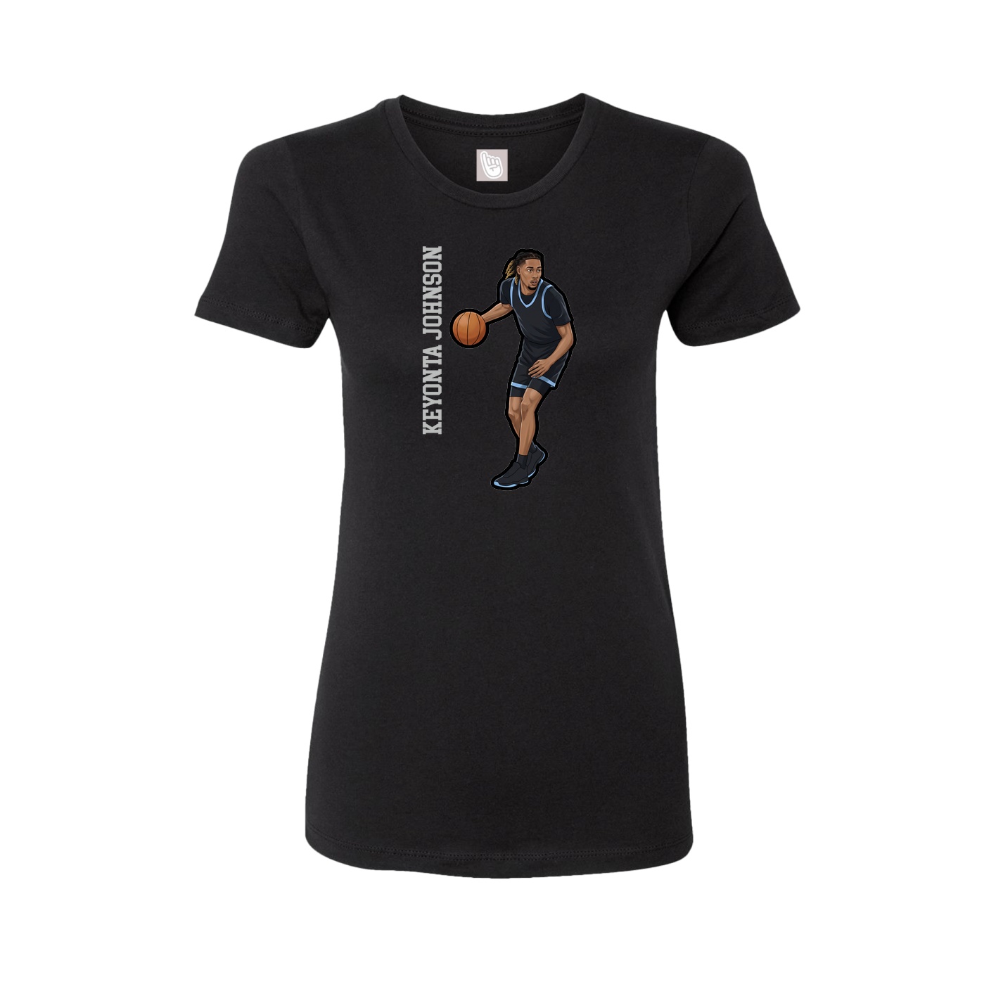 Fitted Women's Tee — Name Vertical in Black