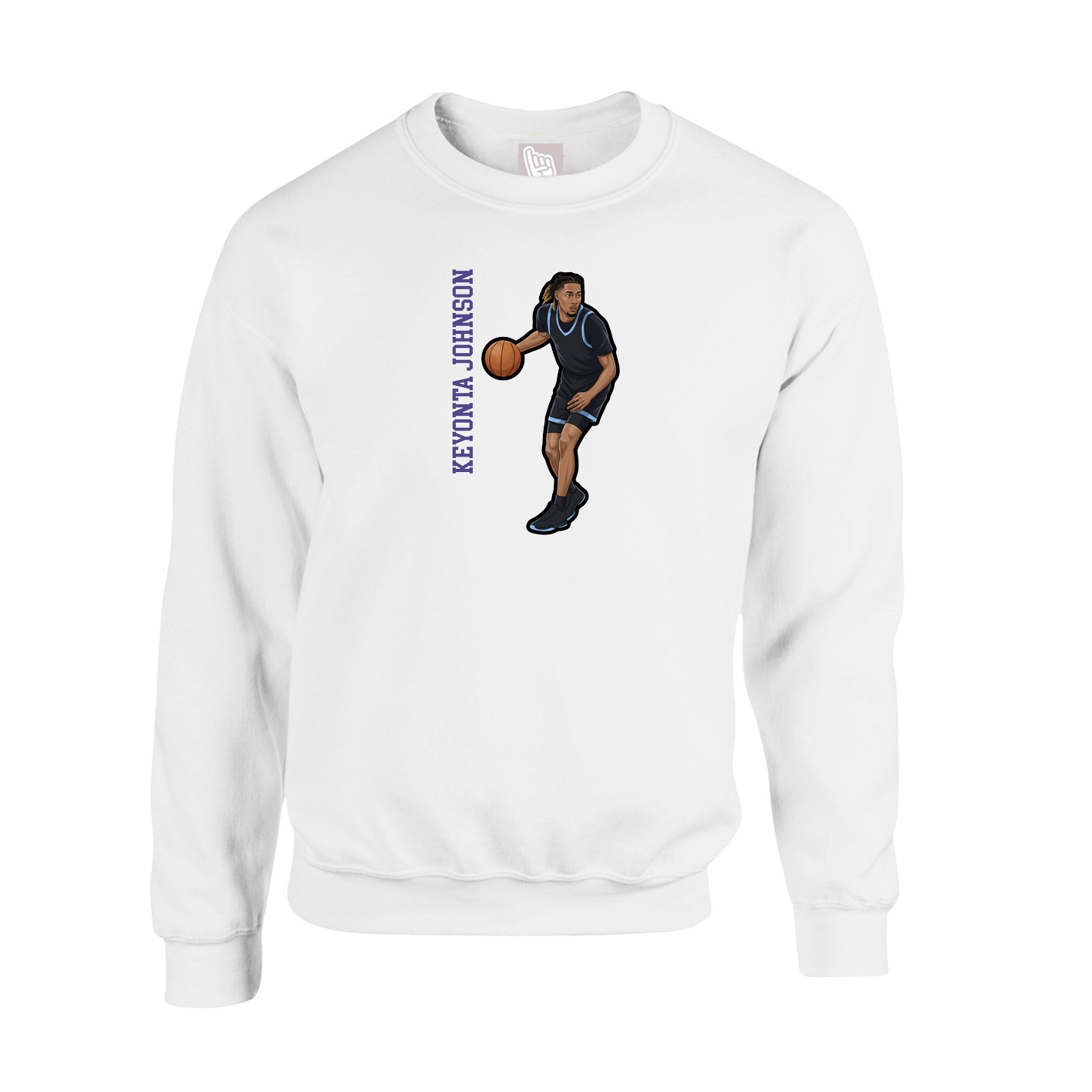 Fleece Crew — Name Vertical in White