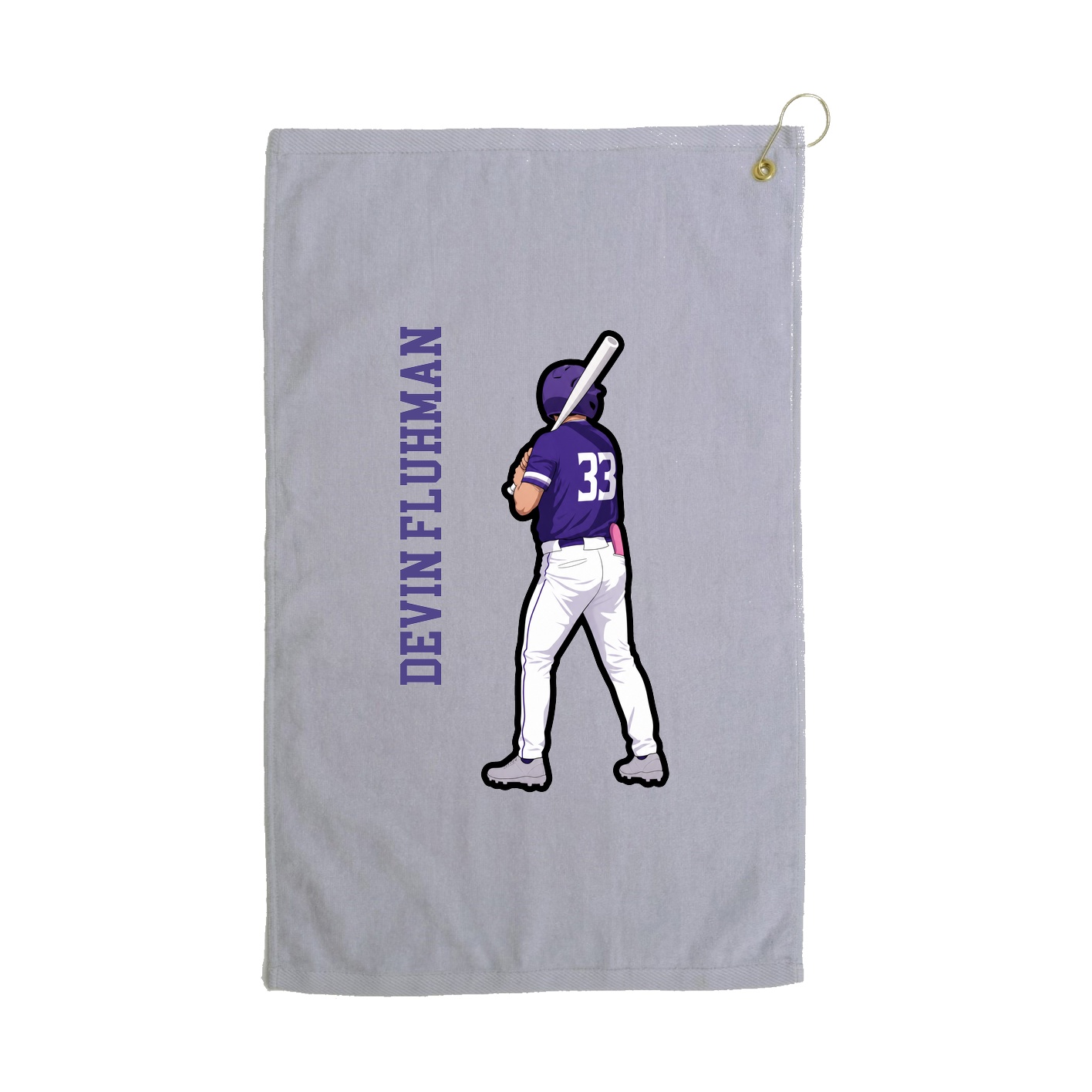 Golf Towel — Name Vertical in Grey