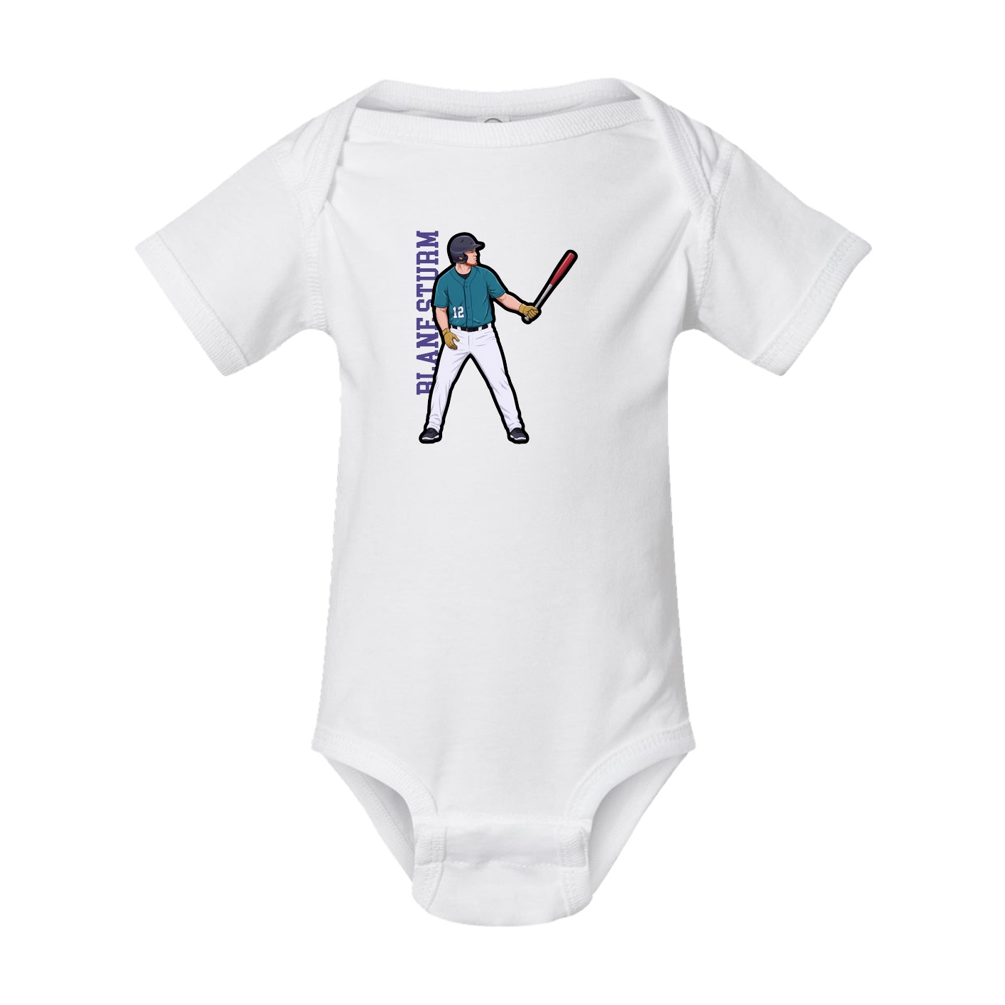 Baby Onesie — Name Vertical in White