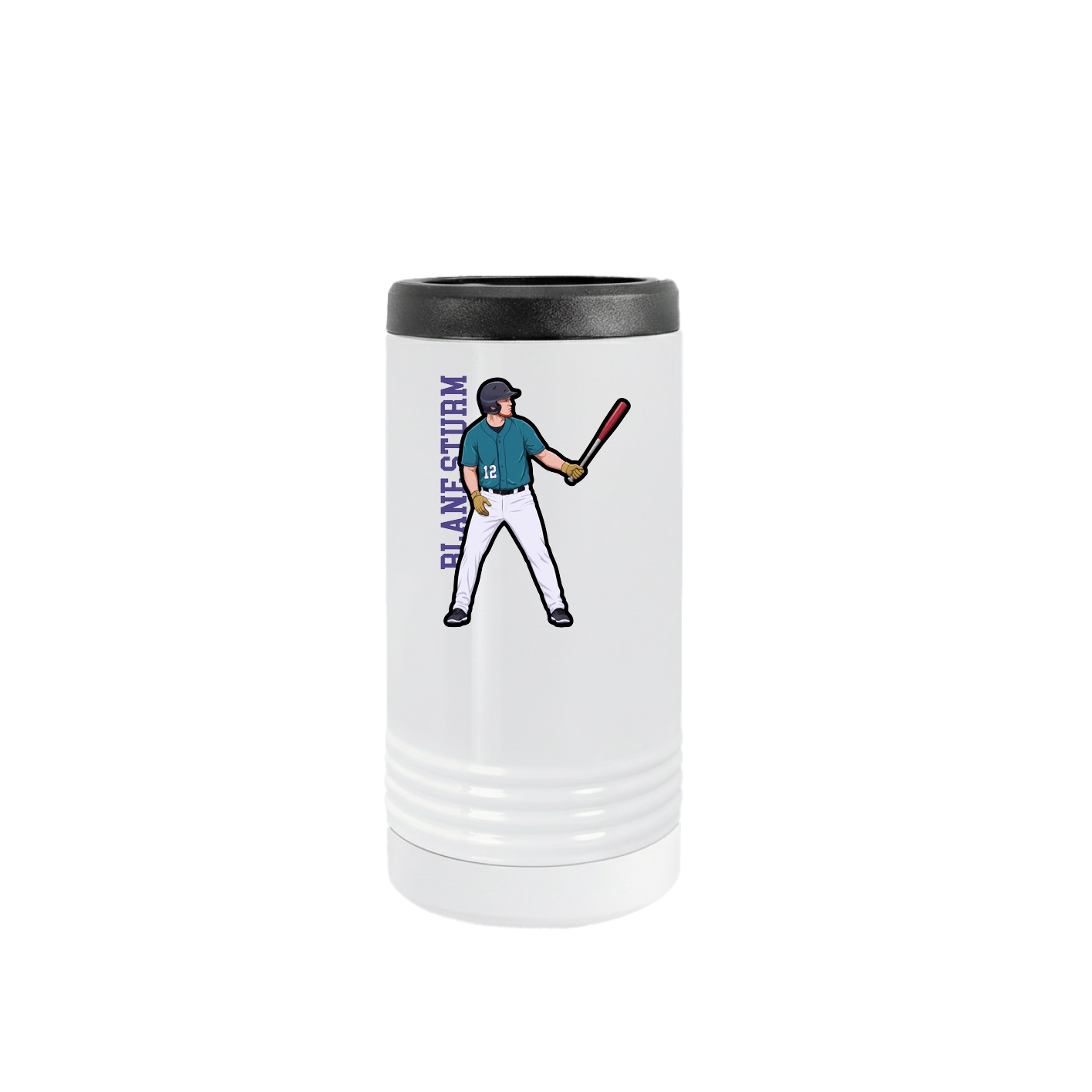 Slim Beverage Holder — Name Vertical in White