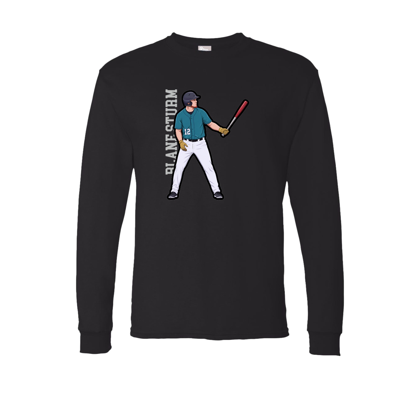 Long Sleeve Tee — Name Vertical in Black