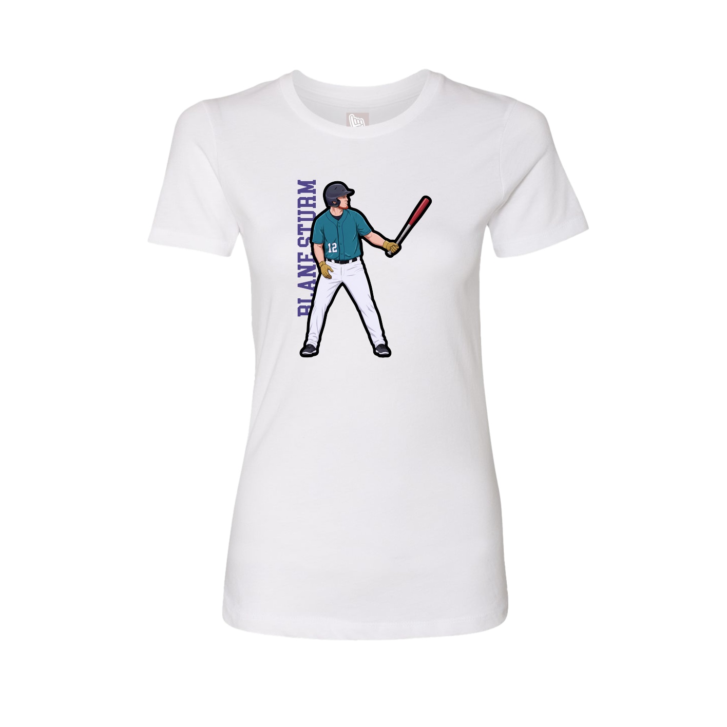 Fitted Women's Tee — Name Vertical in White