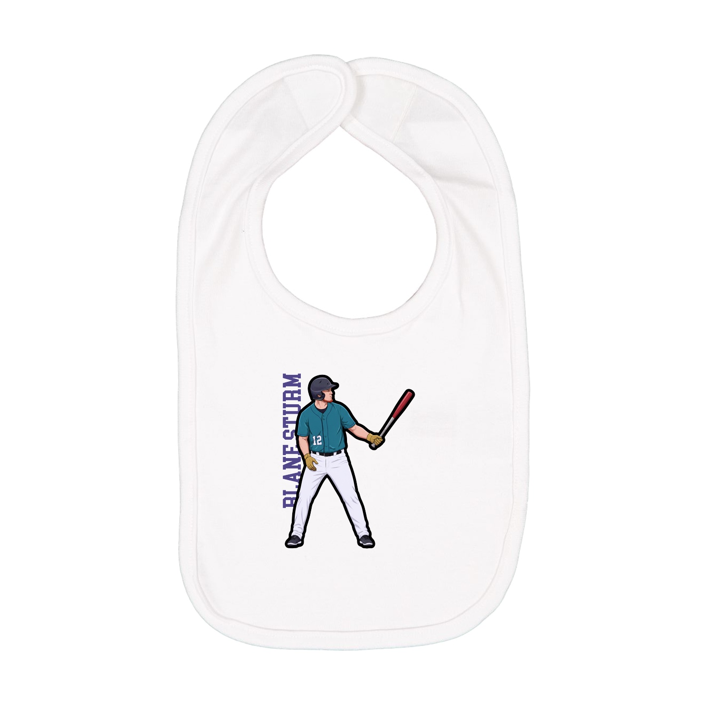 Infant Bib — Name Vertical in White