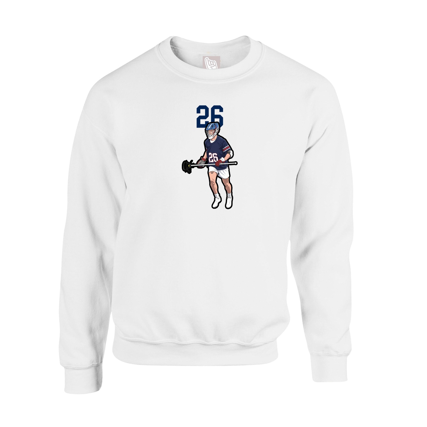 Fleece Crew — Number Top in White