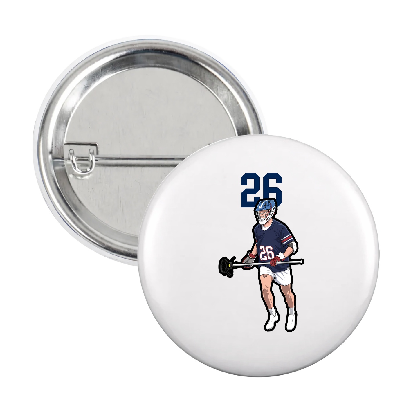 Game Day Button — Number Top in White